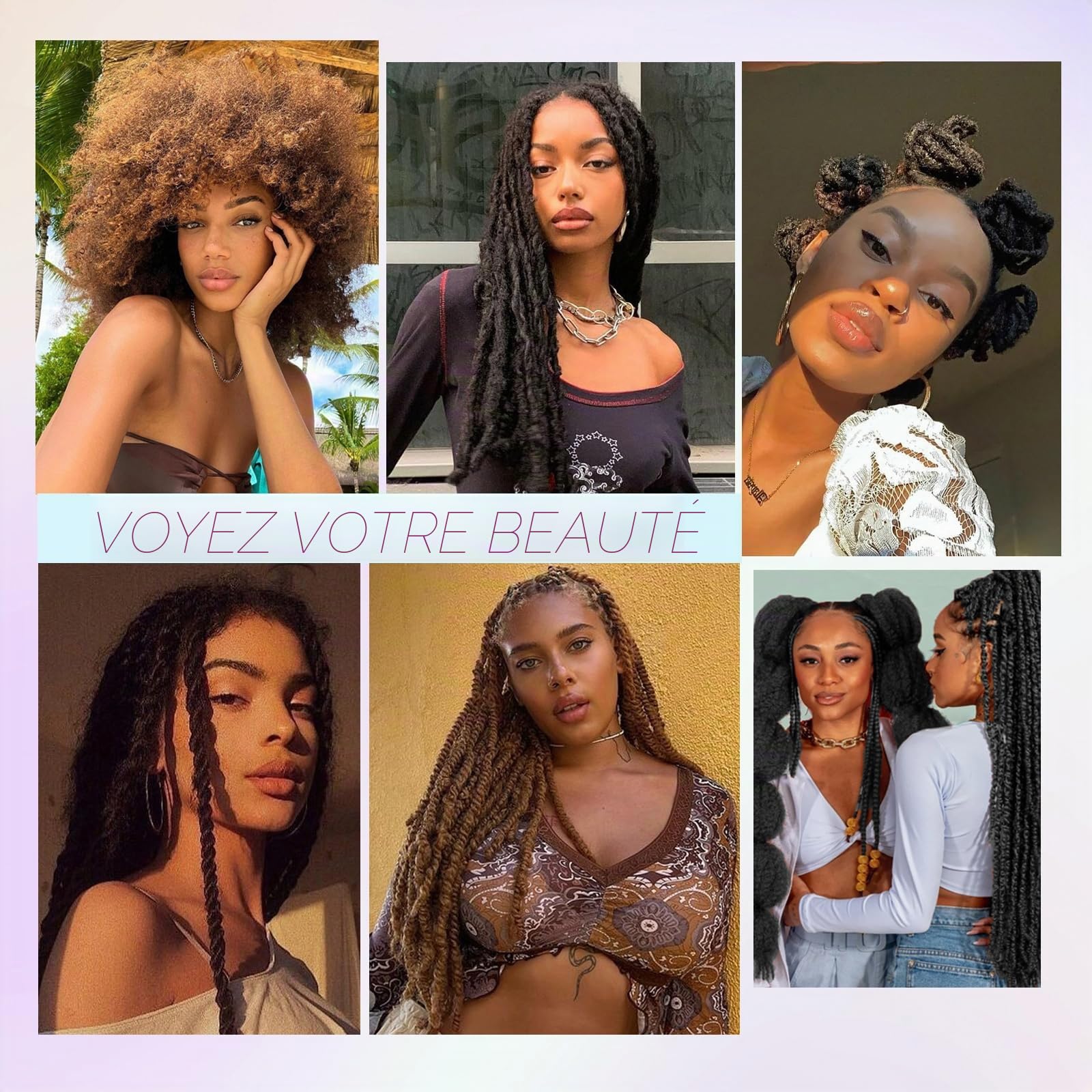 Tresses en crochet style Marley Twist pour cheveux afro, frisés, bouclés, cubains, tresses sénégalaises synthétiques, extensions de cheveux en crochet pour femmes (1b, 40,6 cm/lot de 3)