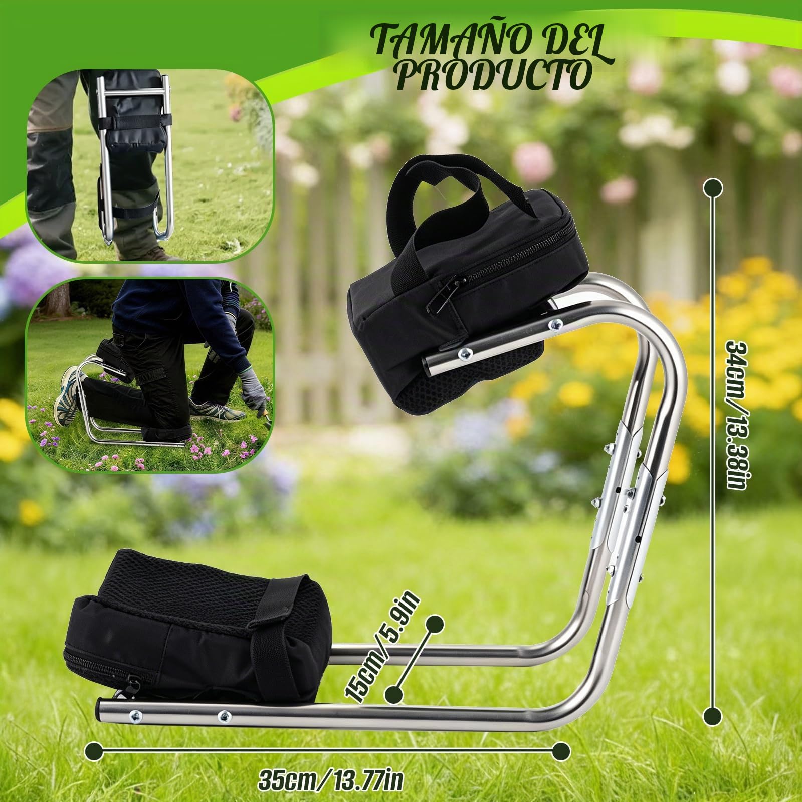 Asiento para Rodillas, Rodillera de jardín con función de Asiento, Protege Las Rodillas, soporta hasta 200 kg, Ideal para jardinería, construcción y Trabajos Profesionales