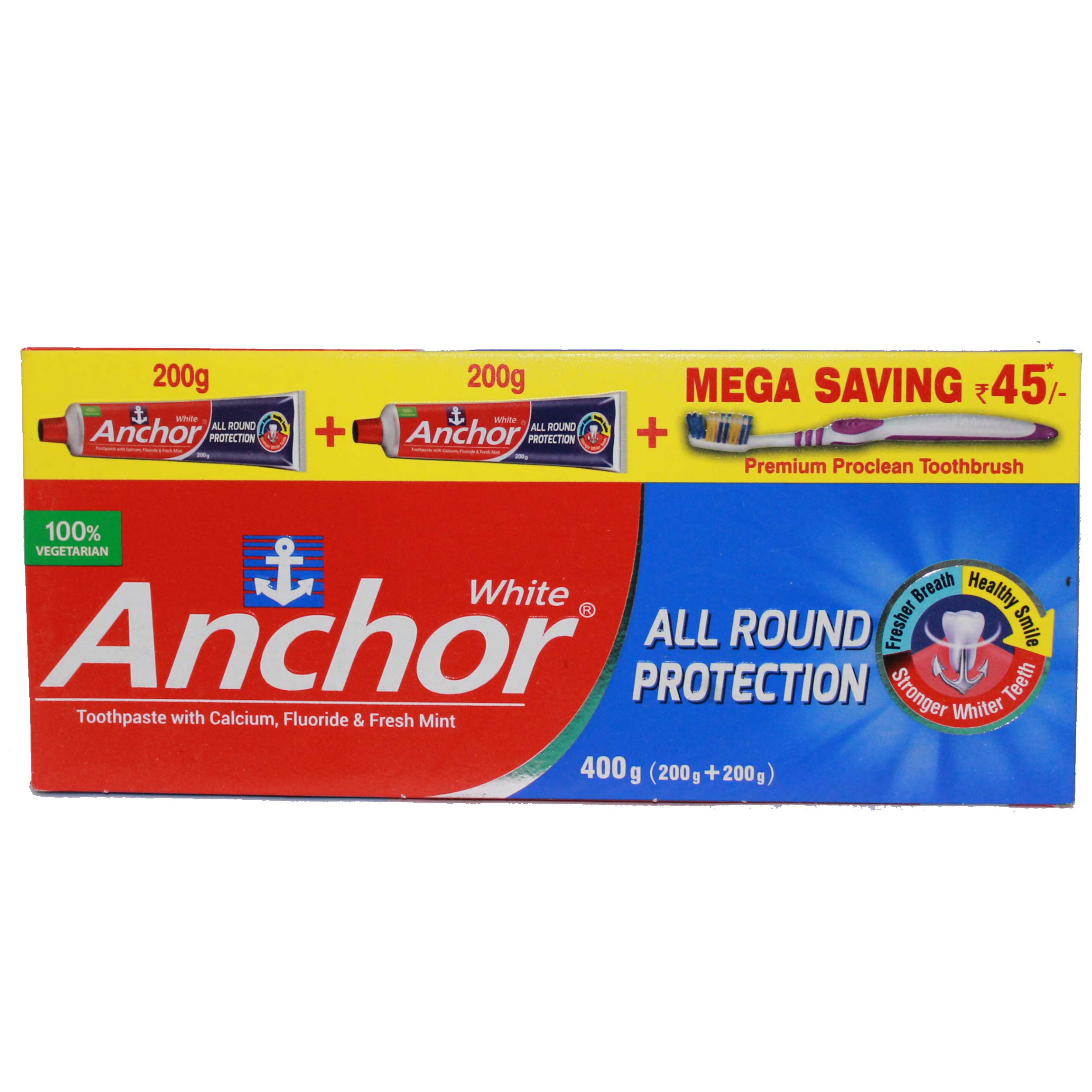 Anchor white TOOTHPASTE 200GM+200GM WITH PREMIUM PROCLEAN TOOTHBRUSH FREE OF MRP45 (B08NW75L5J) Amazon Price History, Amazon Price Tracker