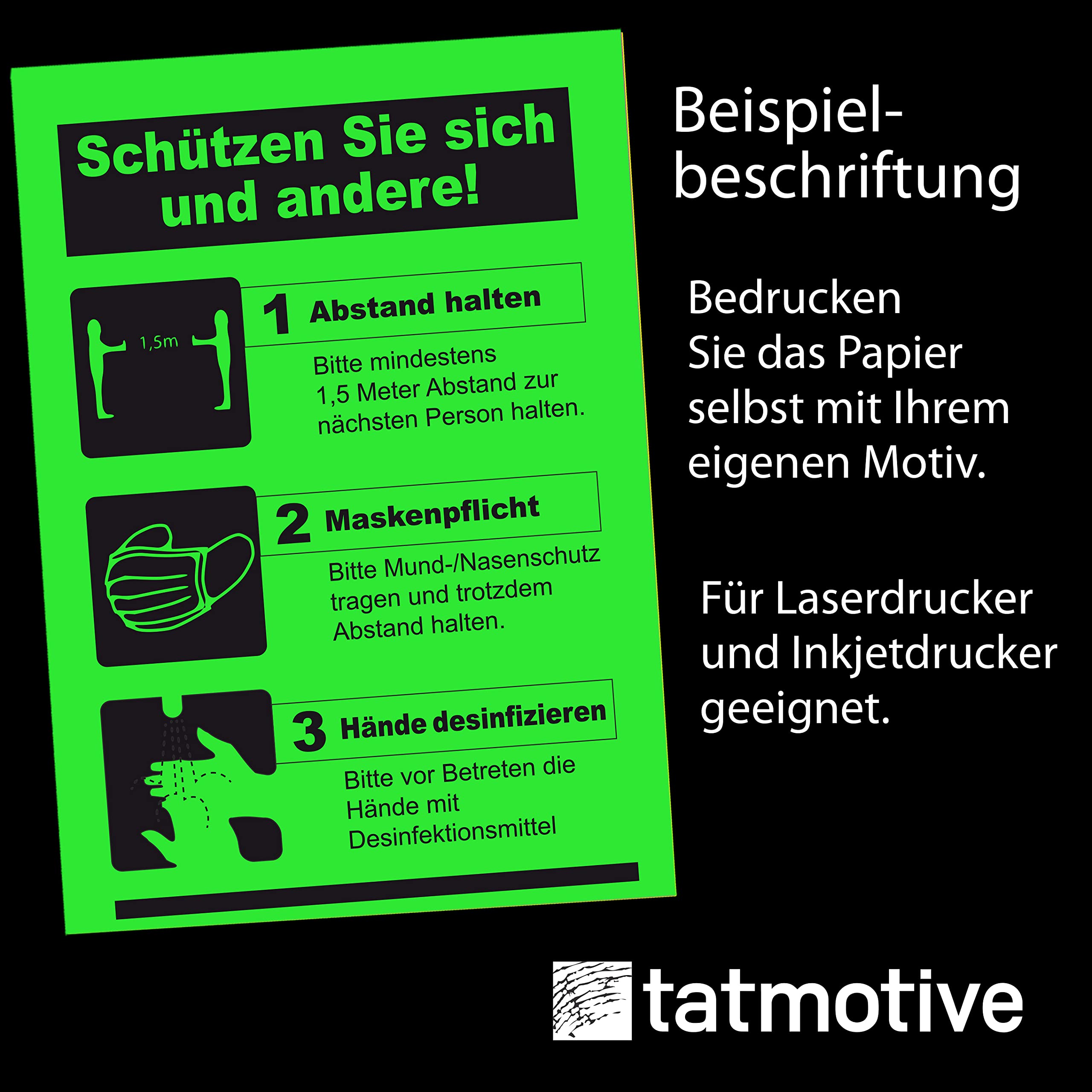 Neonpapier NEON Grün 1000 Blatt DIN A4 80 g/qm farbiges Briefpapier, Leuchtpapier