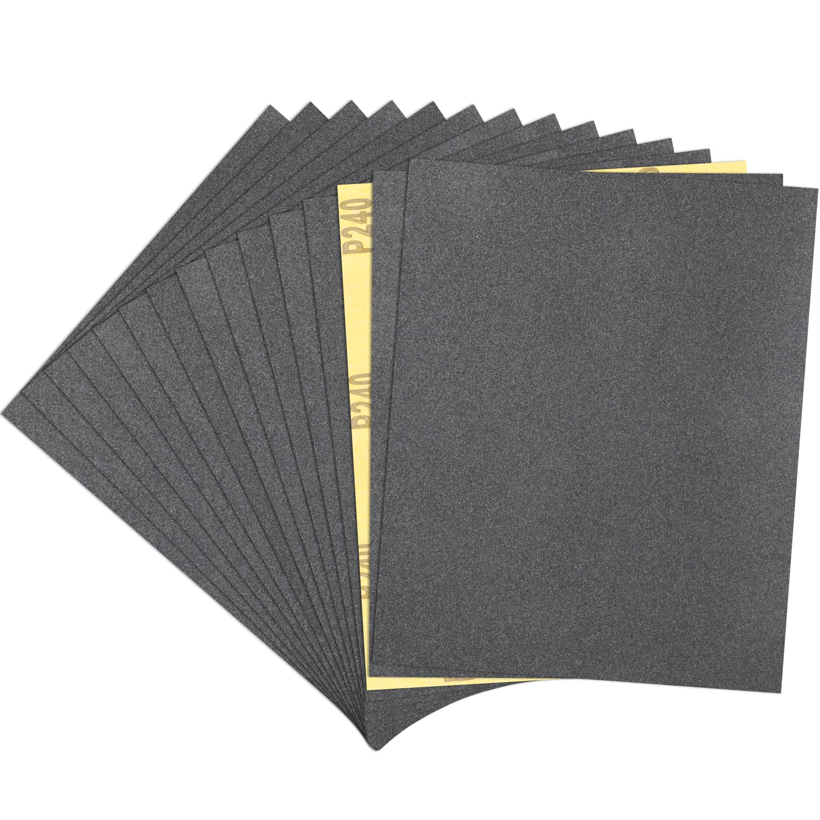 15 Pcs Sandpaper 240 Grit Wet and Dry Sandpaper Sheets, 9 x 11 Inch Sand Paper Pack for Wood Furniture, Walls, Metal, Automotive Polishing & Finishing