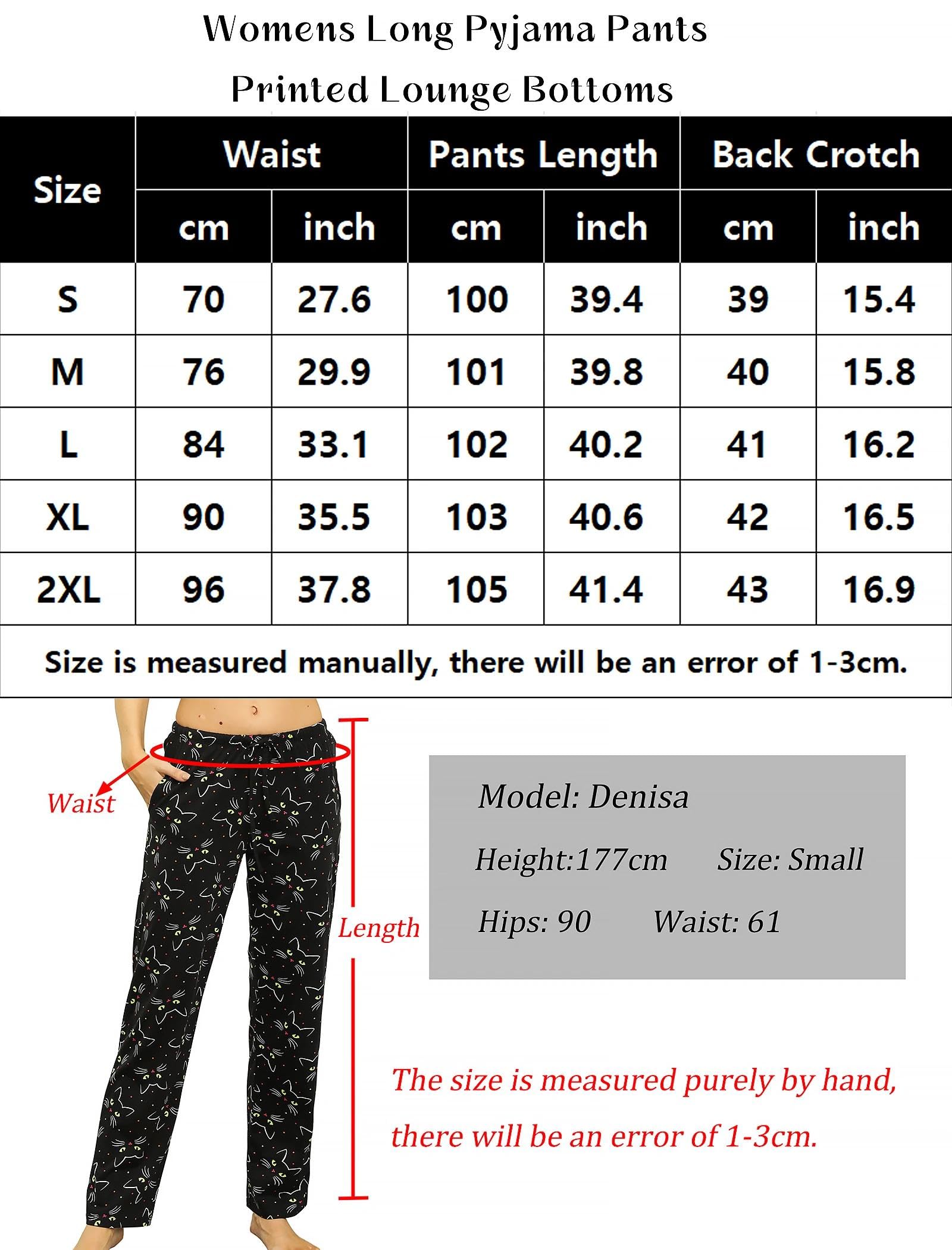 ENJOYNIGHT Pantalones de pijama cómodos de algodón para mujer, con bolsillos y cordón