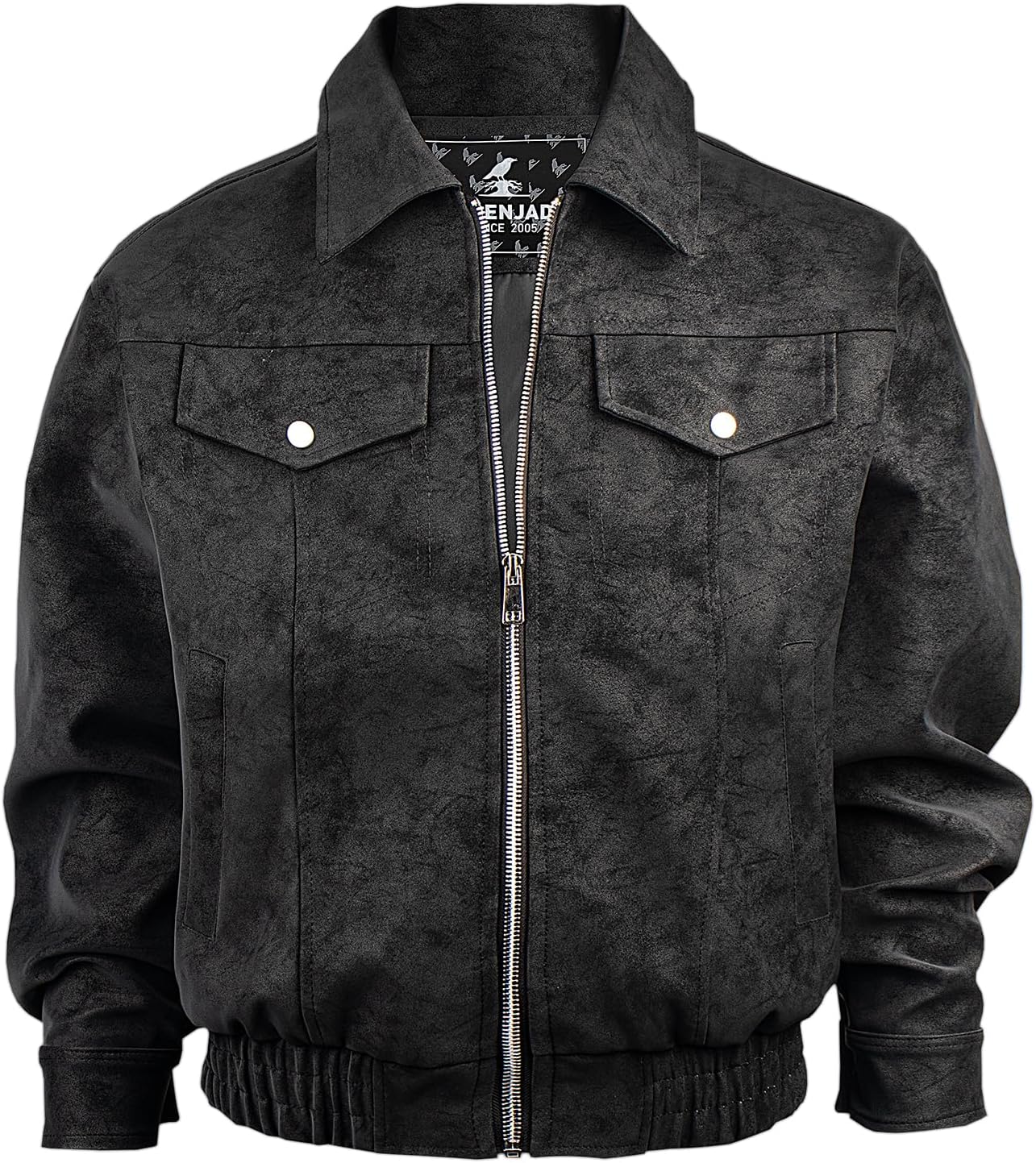 Men's Faux Leather Jacket Flight Bomber Jacket Vintage Racing Jackets Zip Up Aviator Coats