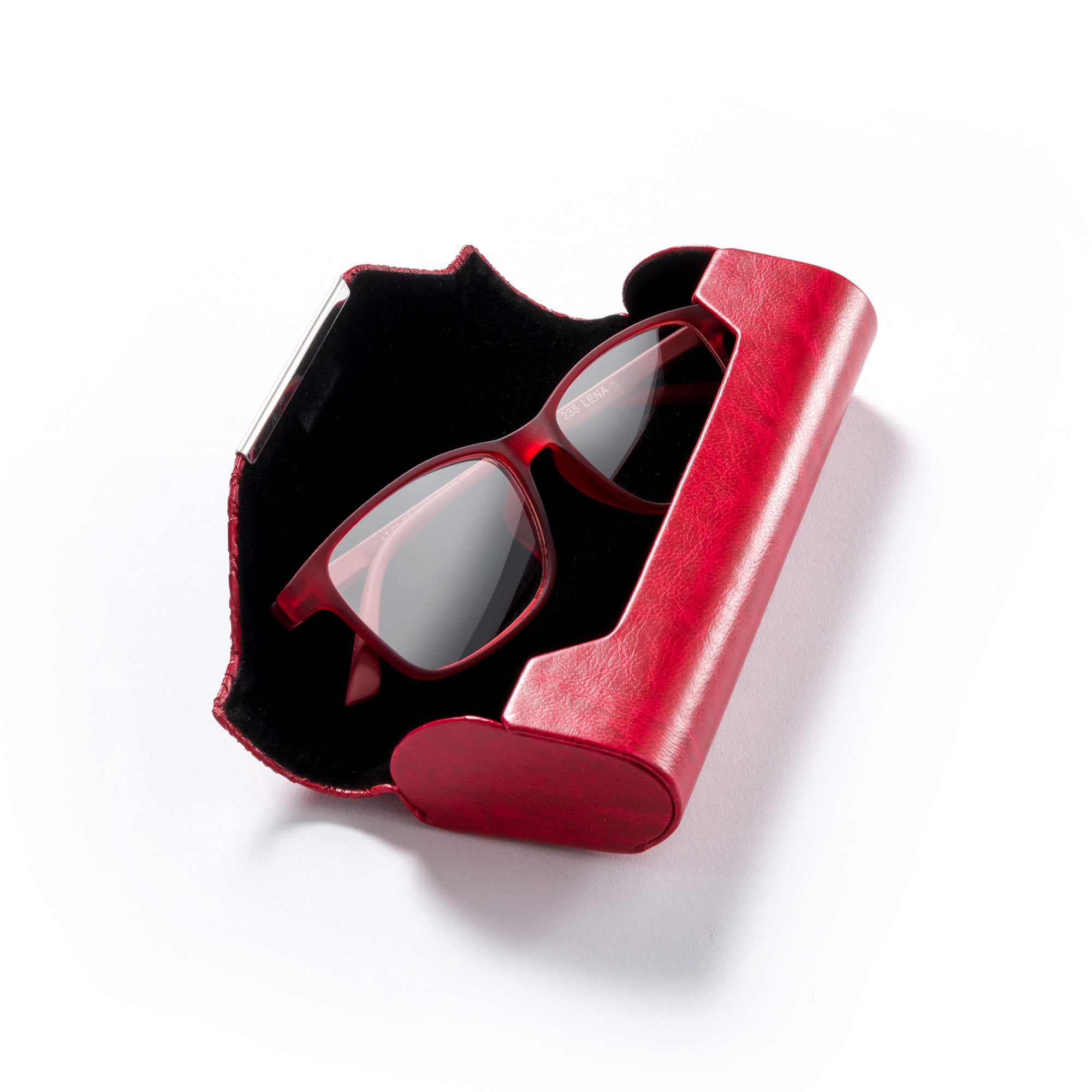 FEFI Brillenetui Hardcase - Edles Design in Relief-Leder-Optik mit Chrom-Applikation, robust und langlebig, inkl. hochwertigem Mikrofasertuch