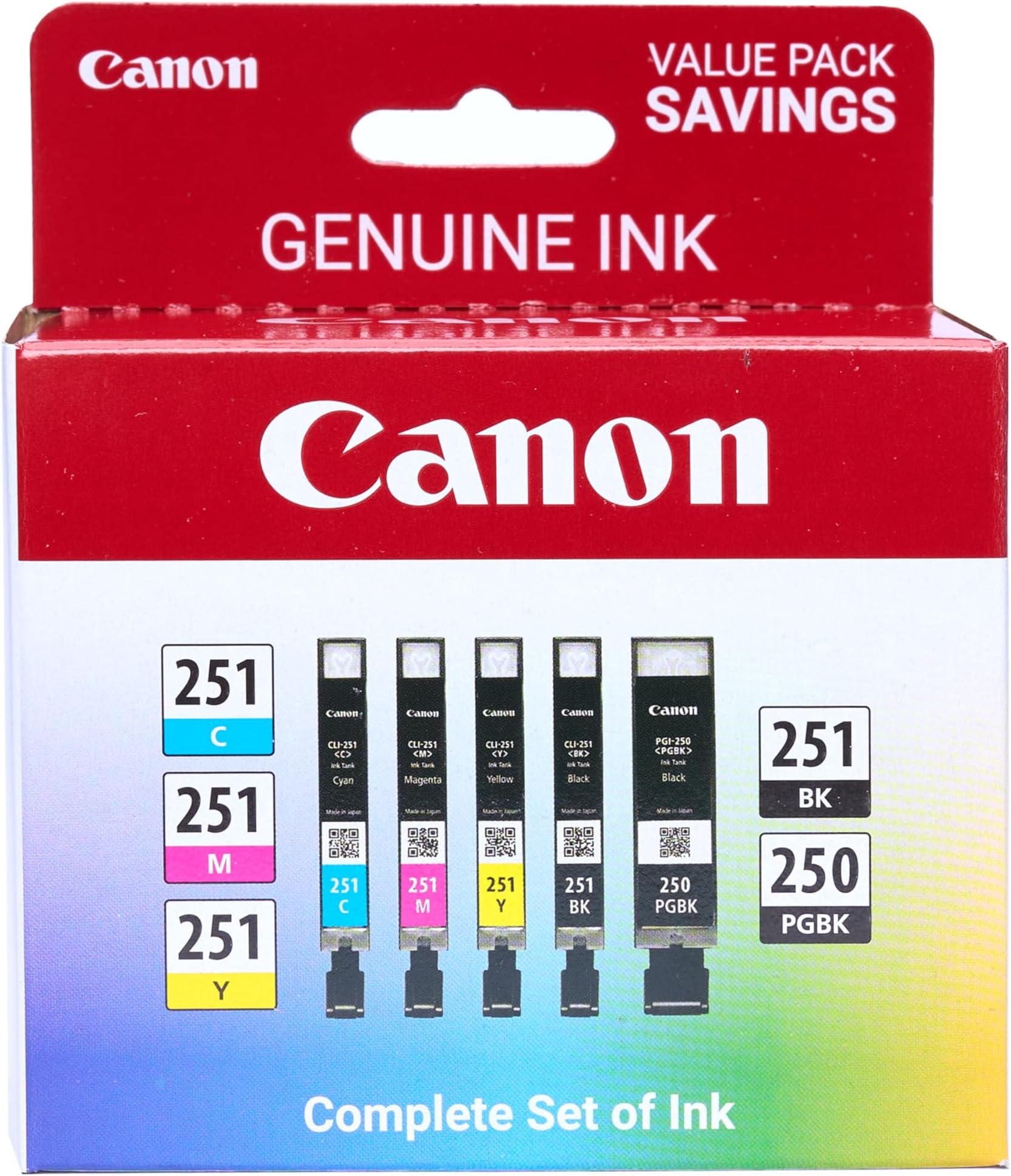 Canon PGI-250/ CLI-251 5 Color Amazon Pack