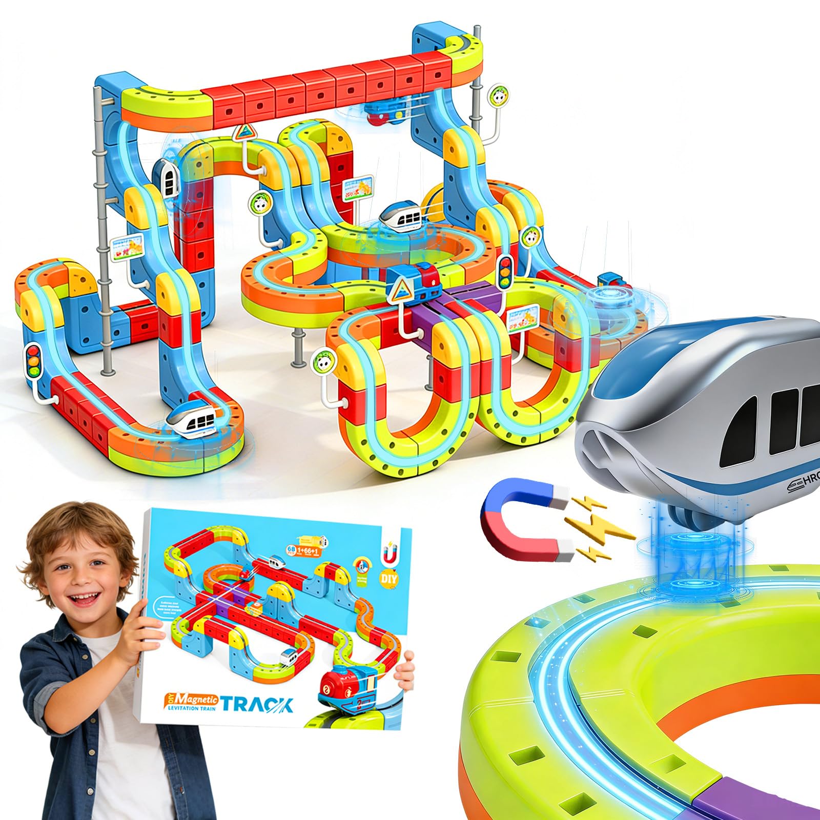 Juguete de vía de tren de cubo mágico para niños, juego de tren Juguete de vía de tren de cubo mágico para niños, juego de tren