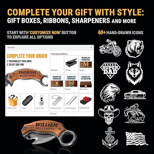 Miniatura 3 de Grand Way Cuchillo Karambit con mango de madera, el mejor cuchillo plegable con hoja de garra afilada curvada, cuchillos de bolsillo geniales para