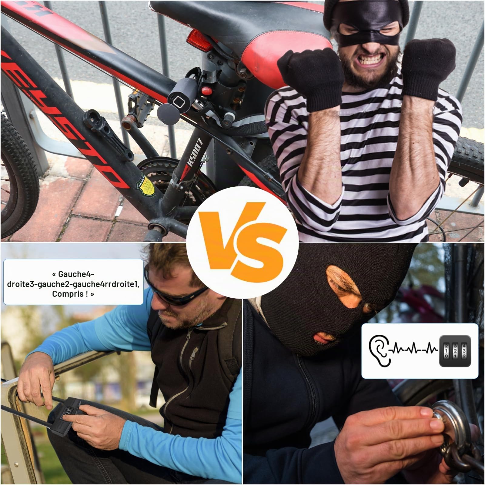 Antivol à chaîne électronique eLinkSmart pour vélo avec empreintes digitales et application d'empreintes digitales Longueur 100 cm Étanche Câble antivol sans clé Déverrouillage autorisé à distance