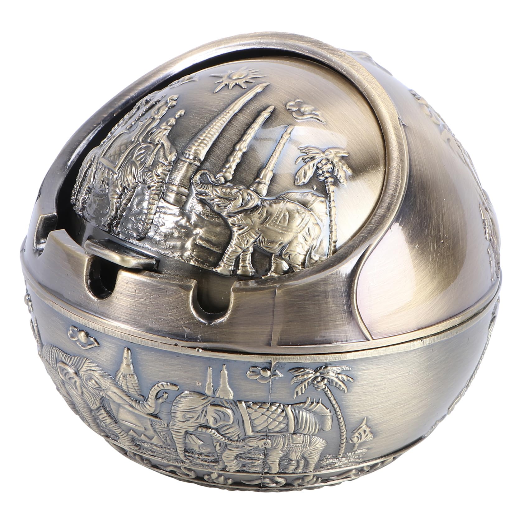 Alipis Creative with Simple Look and Unique Southeast Asian Ashtray with Lid Made of Zinc Alloy Elephant Functional Desktop Cigarette Ashtray Suitable for Office and Room Decoration