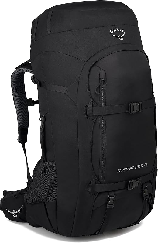 Osprey Farpoint Trek 75L Mochila de viaje para hombre, negro