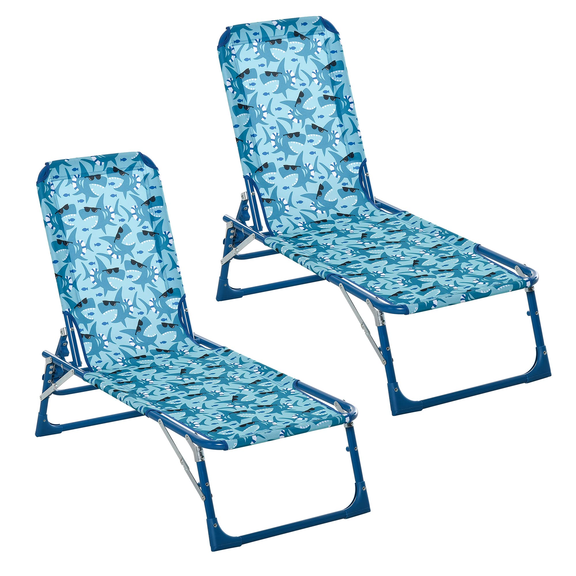 Outsunny 2pcs Kids Reclining Chairs Set Folding Garden Zero