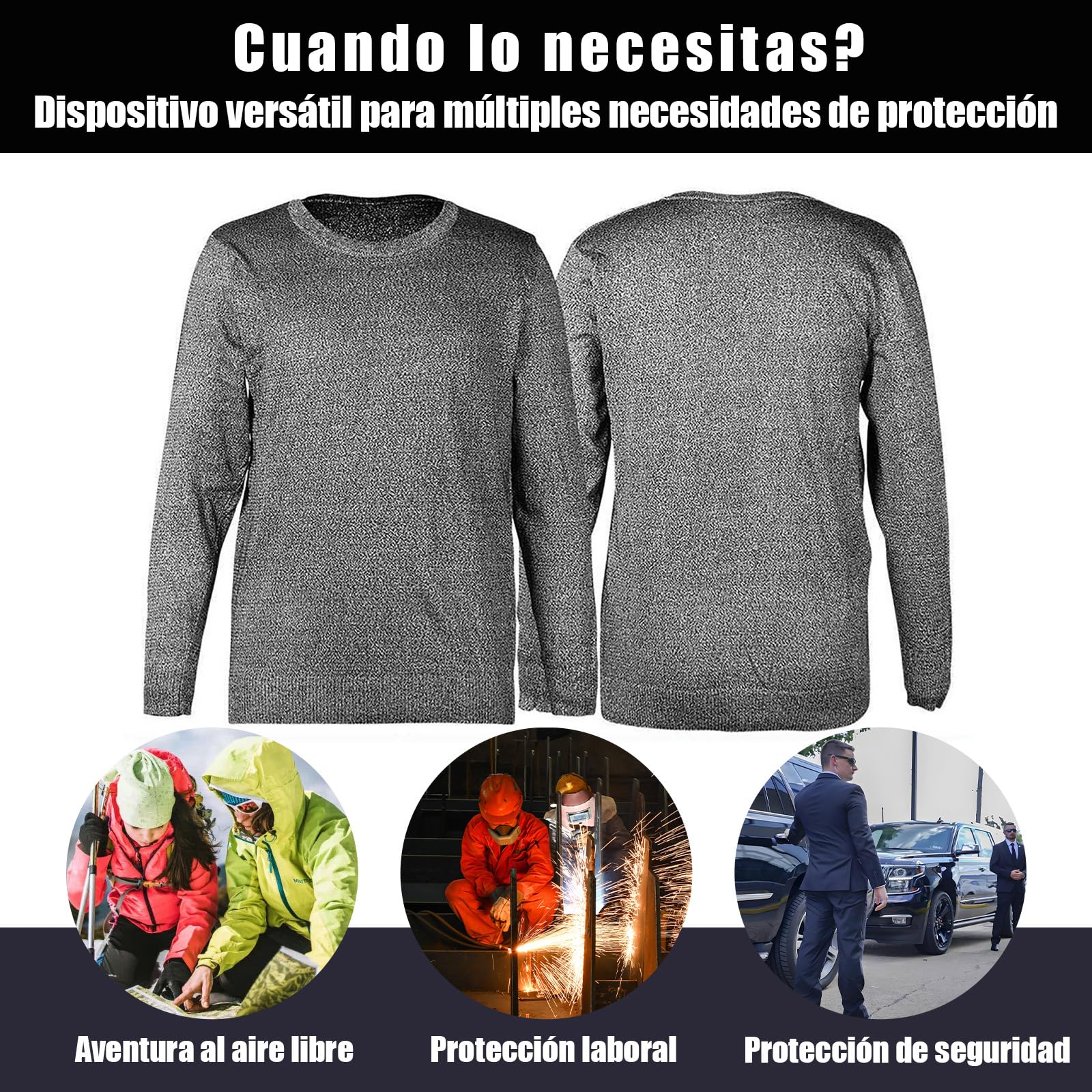 Ropa Anticorte Resistente(Gris),Cortes Equipo De ProteccióN,Corte Seguridad Resistente,CóModo Y Transpirable Para Aventura Al Aire Libre,ProteccióN Contra Cortes De Vidrio