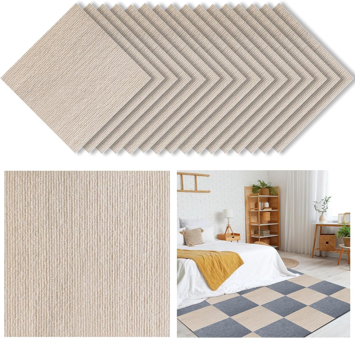 Dalles de Moquette Autocollantes, Dalles de Moquette Auto-adhésives en marbre 30x30cm Multicolores Pack 5-50(B,5tiles)