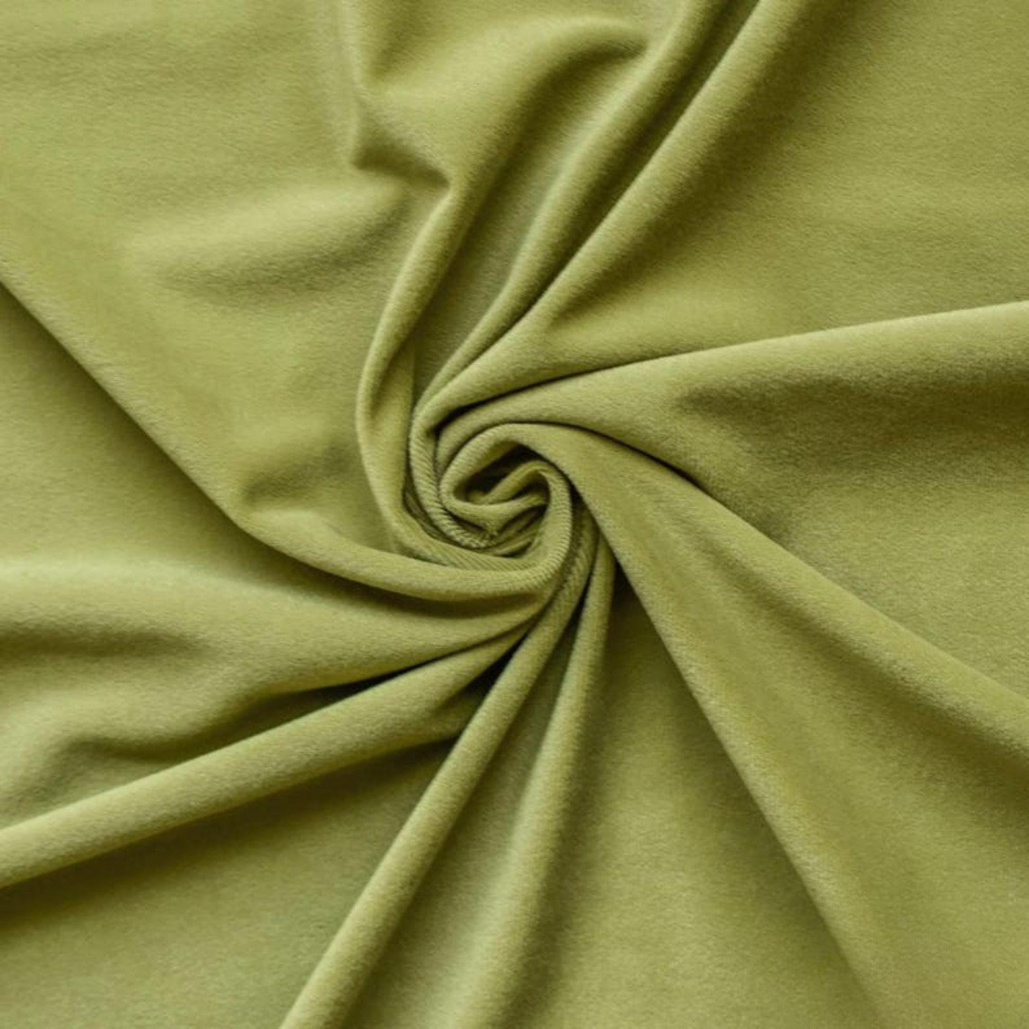 Fabric Mart Direct Oliva claro Tela por Metro, 137 cm o 54 pulgadas Ancho Verde Terciopelo Tela, 1 medidor continuo Terciopelo de felpa de alta calidad Tela, Telas Para Tapizar, Cortinas Cojines