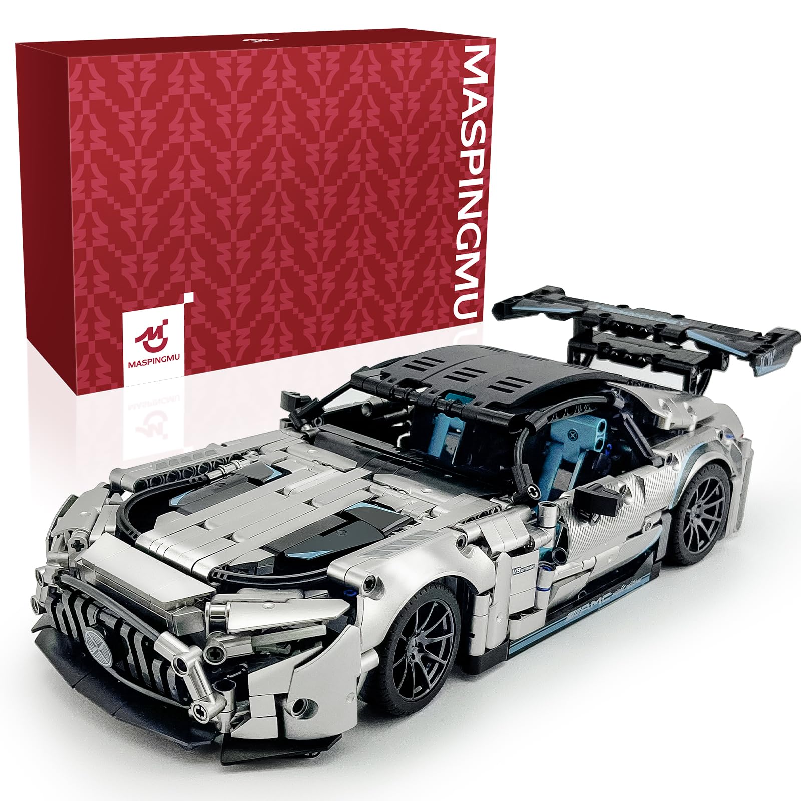 maspingmu Supercar Building Block Model kit, ANG GTR BS, Premium Adult Collectible Sports car Set, 1:14 Scale Supercar Model (1466 Pcs), Creative Gift for car Enthusiasts