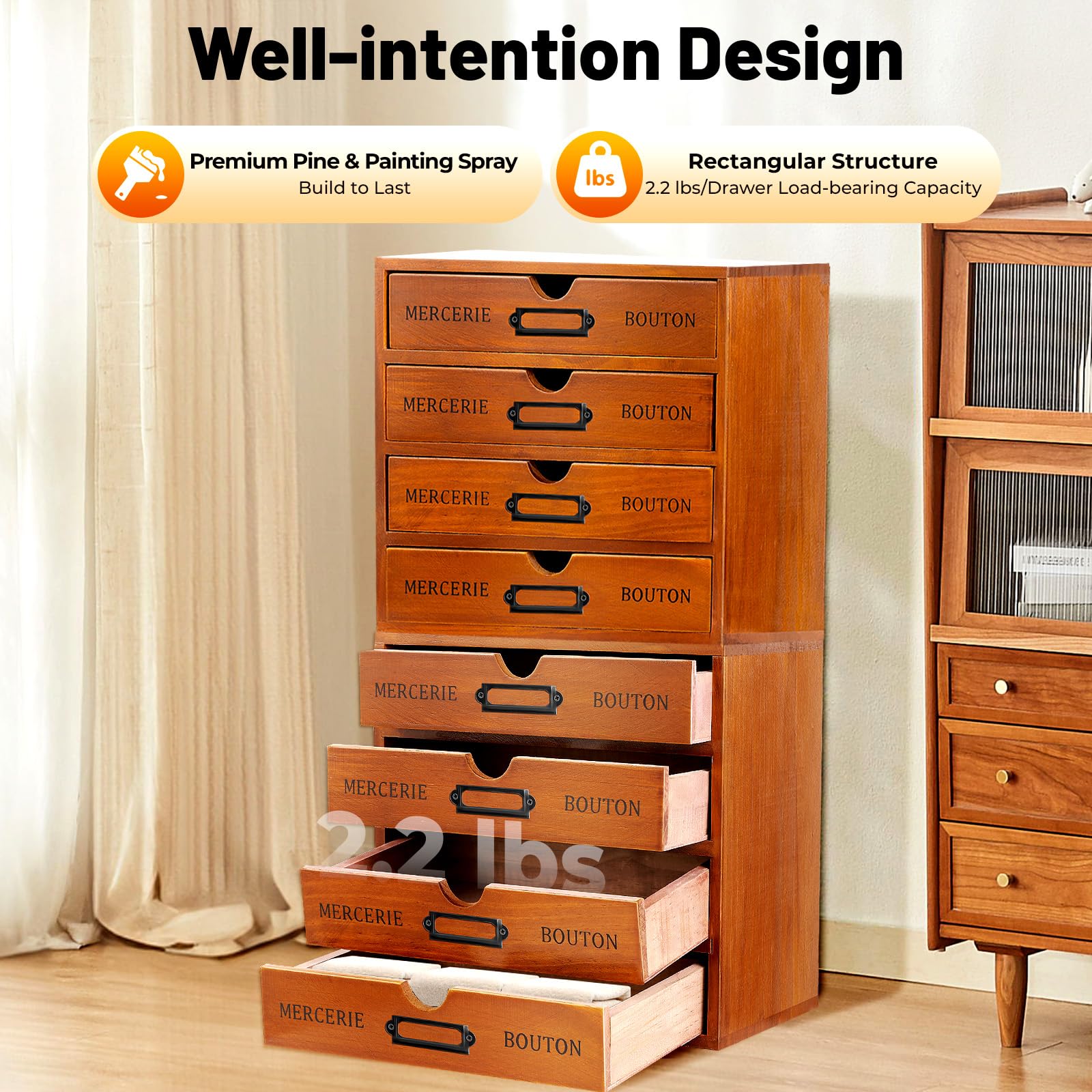 Organizer per cassetti, organizer in legno, set da 4 pezzi, 16 cassetti, contenitore per cassetti, impilabile, salvaspazio, per cosmetici, gioielli, documenti