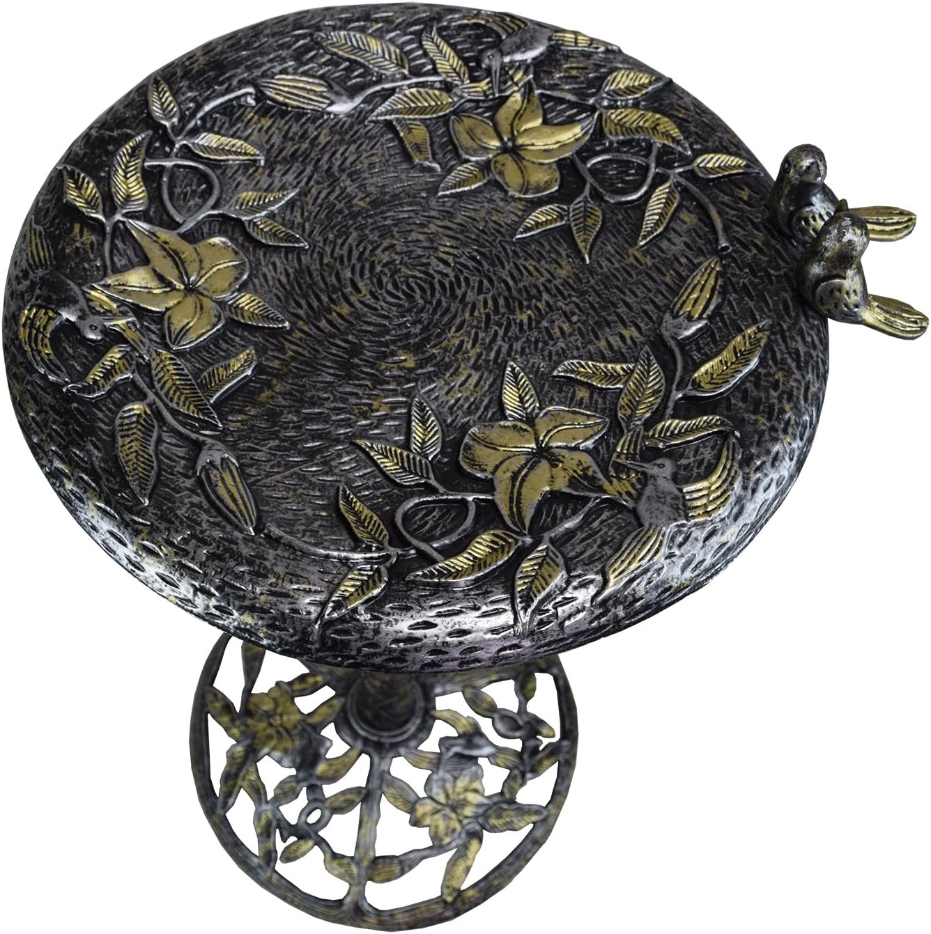 Oakland Living AZTWINBIRDS-BB-AS Bird Bath, one Size, Silver, Black, Gold