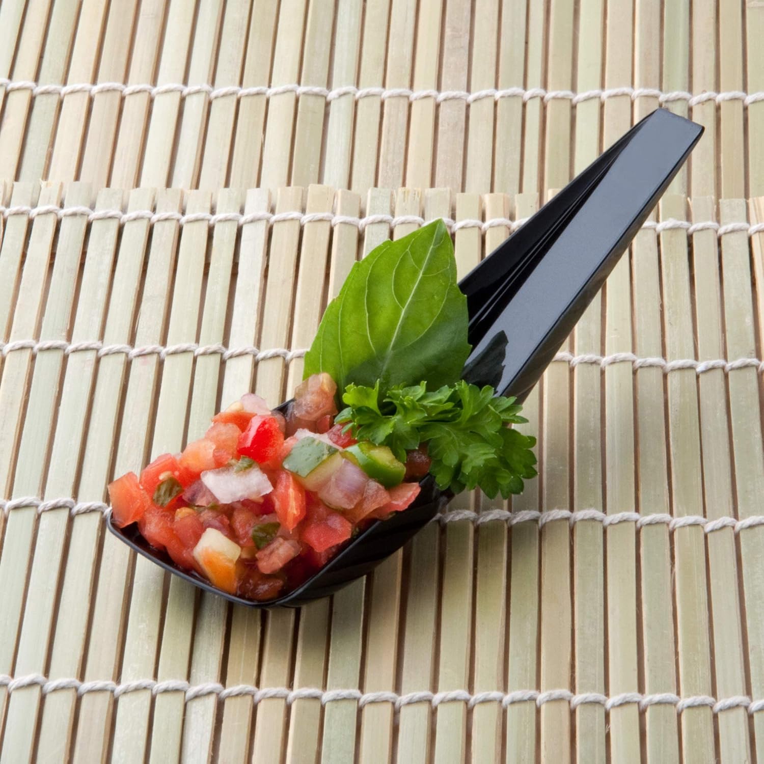 Fineline Settings 10-Piece Tiny Temptations Tensils Asian Zest Spoon, 5-Inch, Black