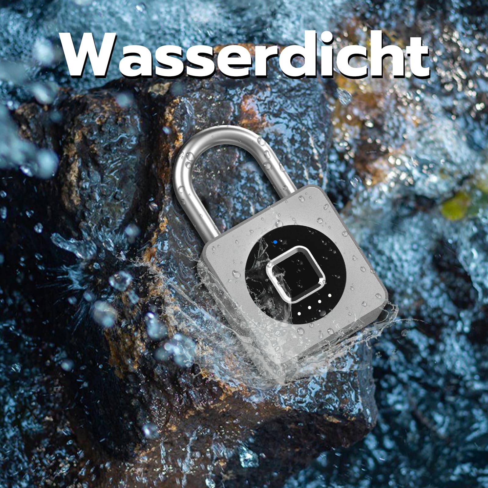 Eseesmart Cadenas à empreintes digitales, pour salle de sport, Bluetooth avec empreintes digitales, IOS Watch, cadenas étanche pour bagages, entrepôts, voiture de fret, garage, casier