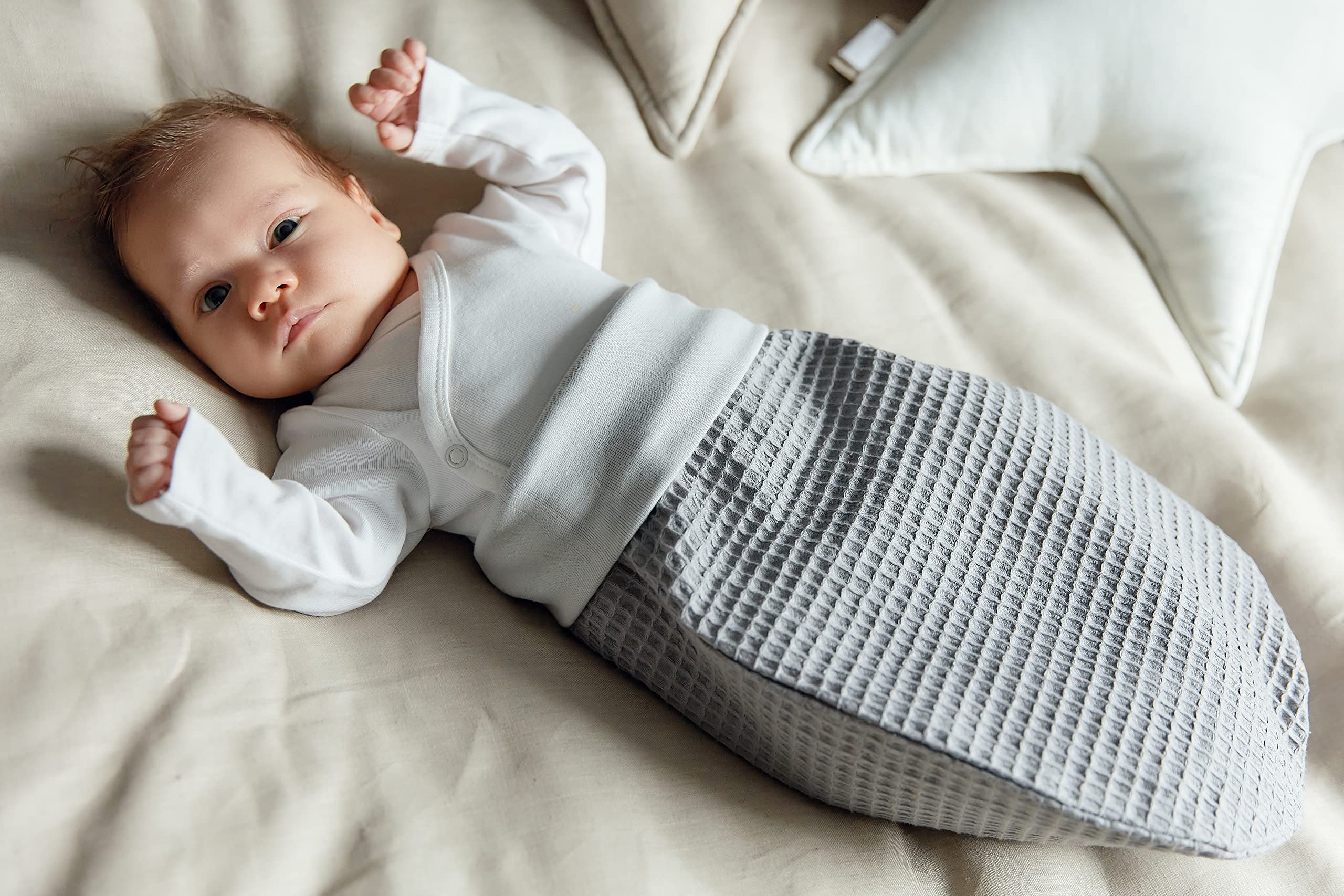 KraftKids Gigoteuse gaufrée grise pour l'automne/hiver en mousseline de coton et polaire chaude disponible en deux tailles.