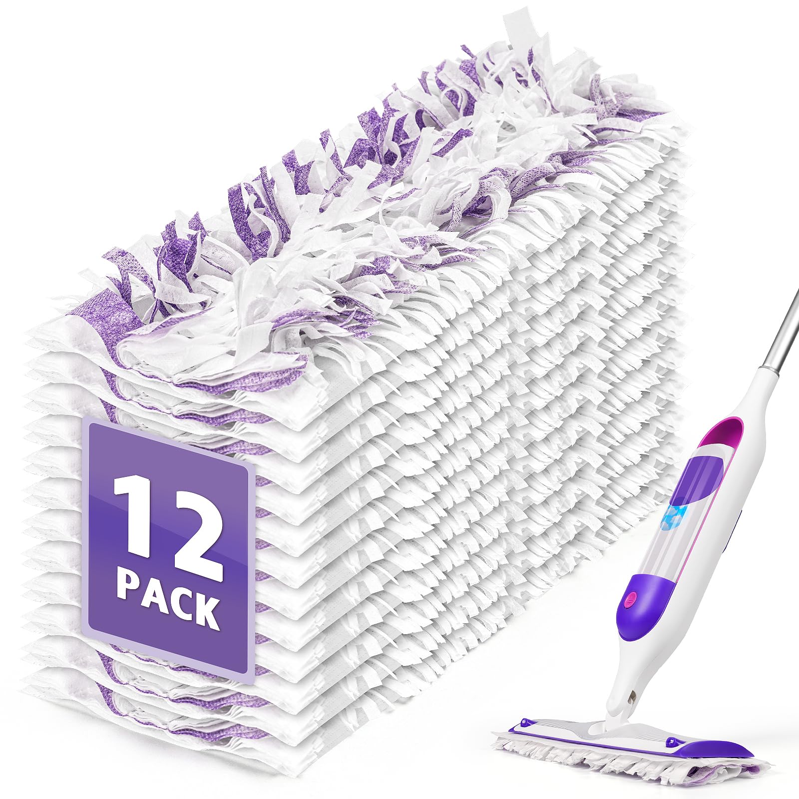 AIR U+ 12 Pack Disposable Power Mop Pads Refills for Swiffer Power Mop