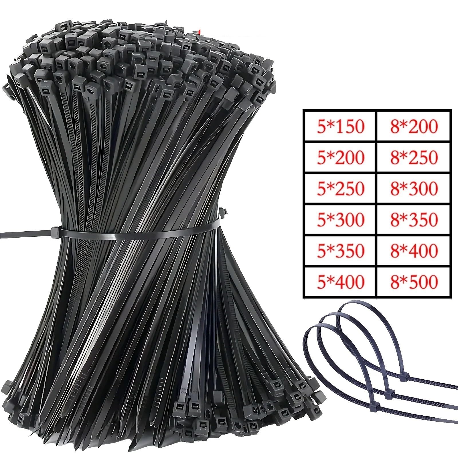 Kabelbinder 200 Pcs Self-Locking Nylon Kabelbinder Heavy Duty Wetterfeste Zip Krawatten for Home(5x350mm)