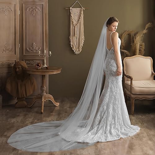 Miniatura 6 de AMBRE ADELE Long Tulle Wedding Veil for Brides