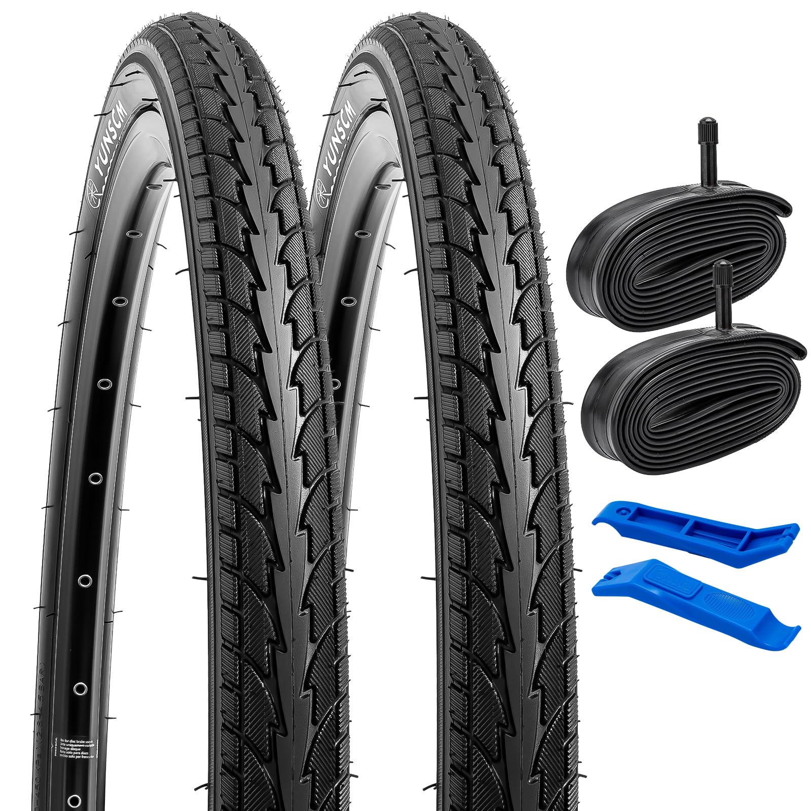 YUNSCM 2-PCS 24" Road Bike Tyres 24x1.75 tire 47-507 Bicycle Tyres and 24" Bike Tubes Schrader Valve