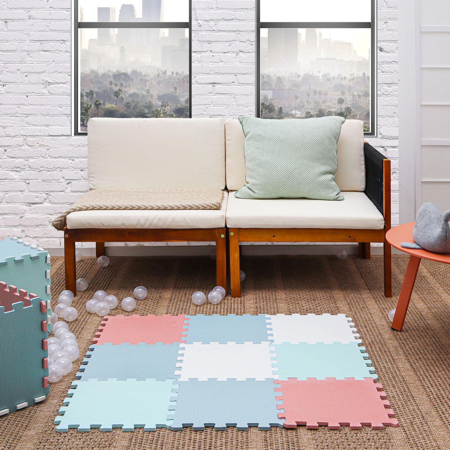 LittleTom 9-Pieces Baby Play Mat - 30x30 cm/ 11.8x11.8 in - Soft Foam Interlocking Tiles - EVA Sensory Mat for Crawling Toddlers - Indoor & Outdoor Use - Plasticizer-Free Floormats for kids - Image 3