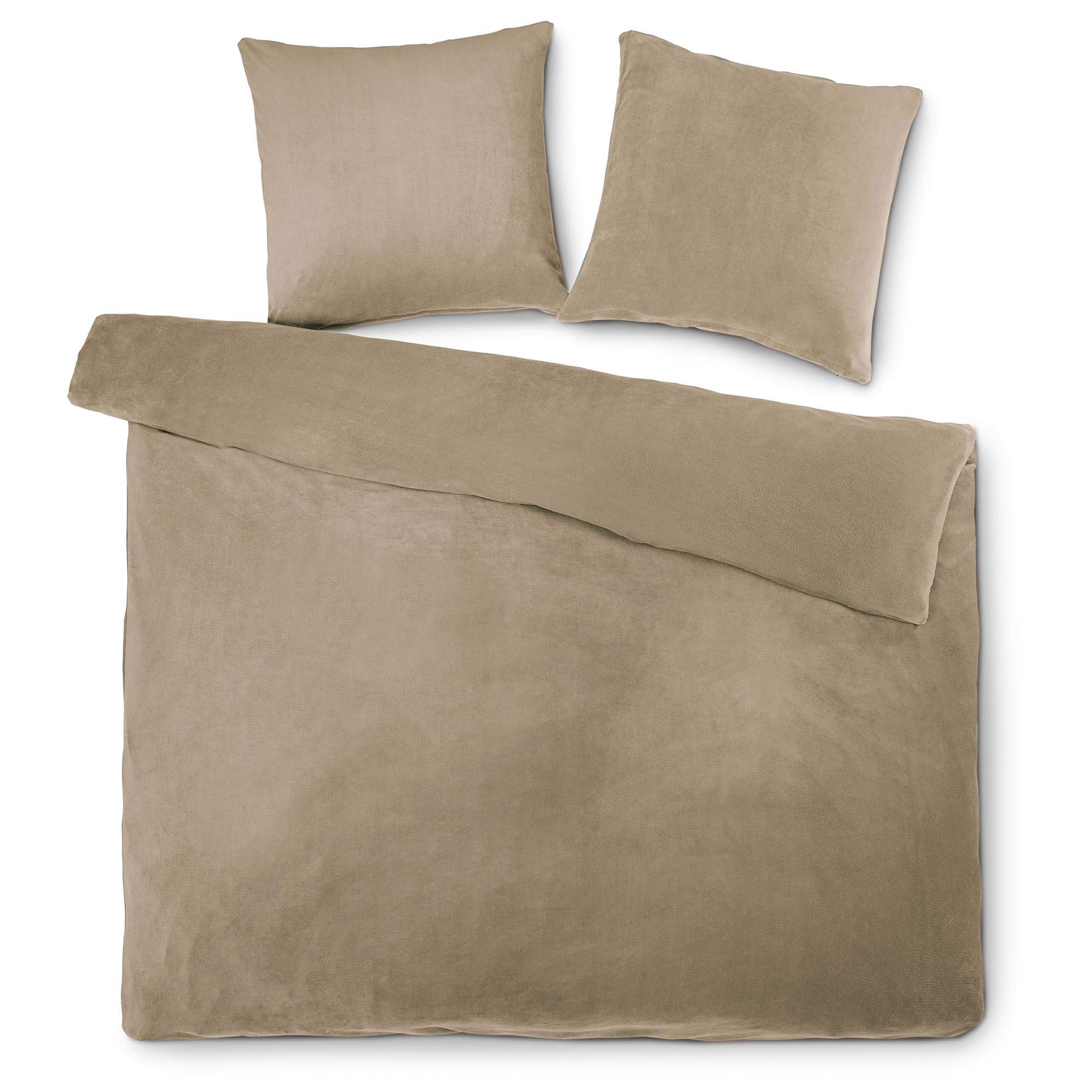 aqua-textil Feelwell Ropa de Cama Microfibra de vellón de coralina Invierno 3tlg. 200 x 200 cm Topo