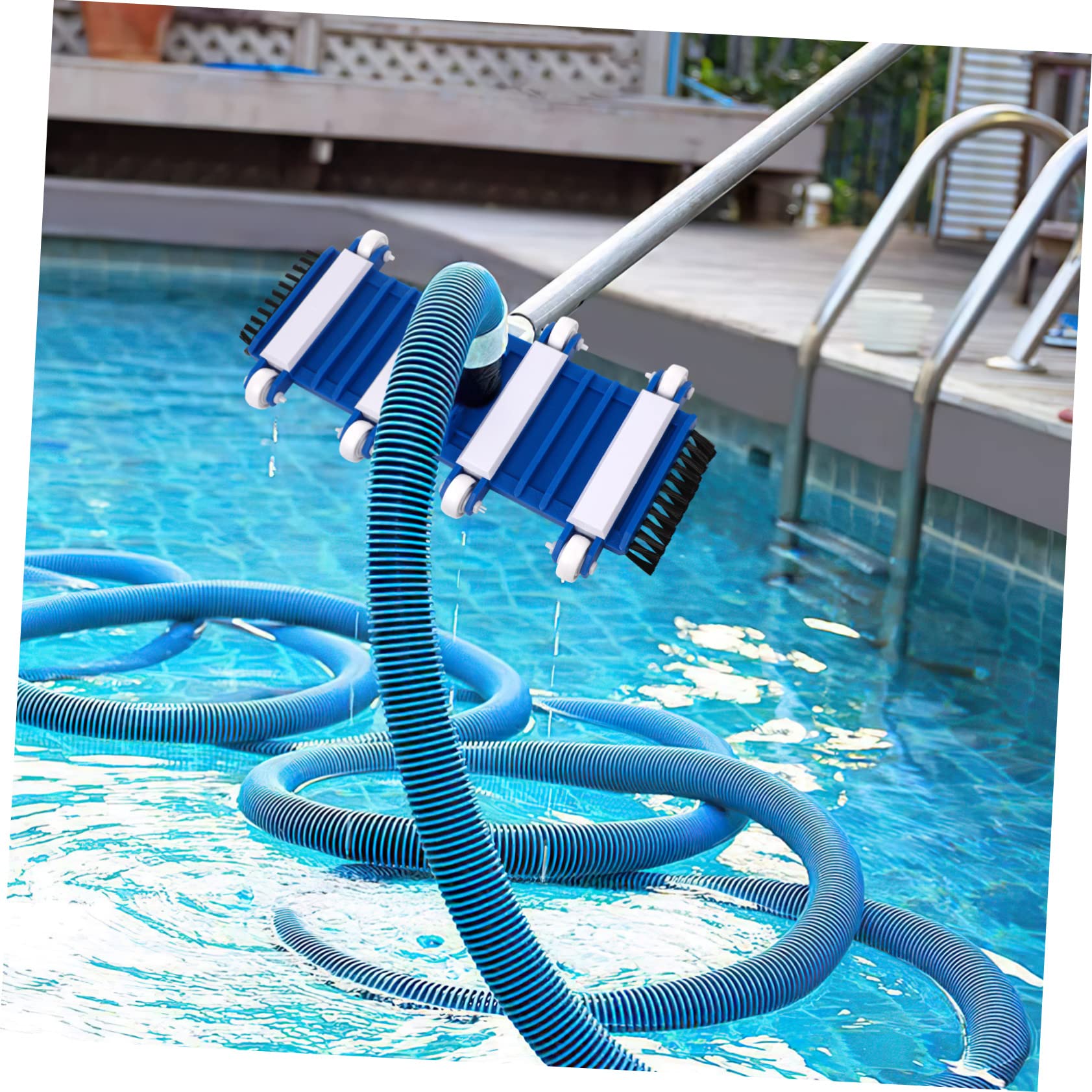 Yardwe Cabezal De Vacío para Piscina Accesorio De Limpieza con Cepillos Y Ruedas Integradas Compatible con Postes Telescópicos para Limpieza Manual De Piscinas Y SPA