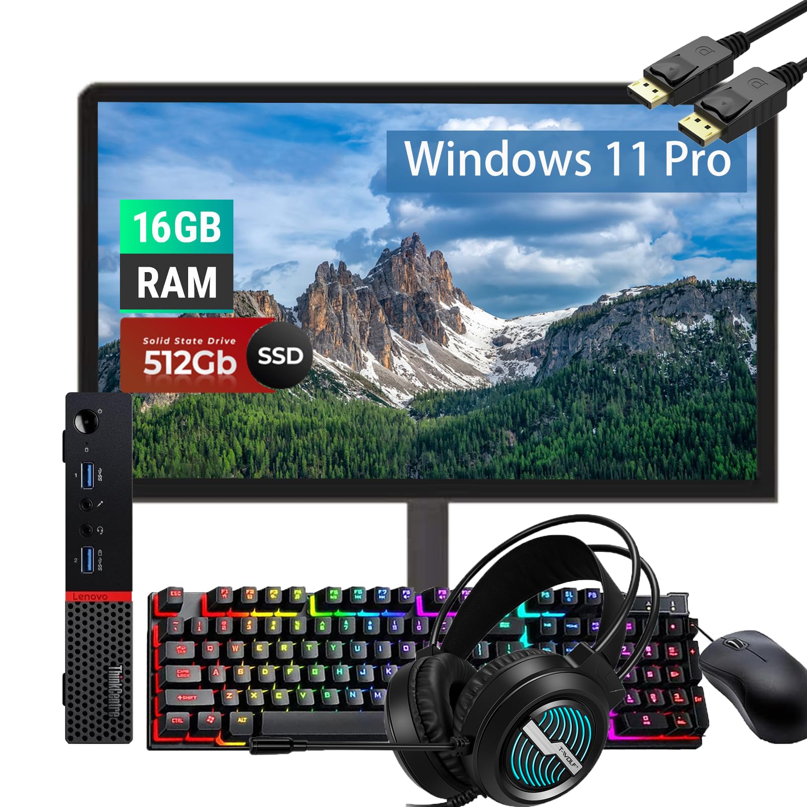 Lenovo ThinkCentre M900 Tiny Desktop Computer with 24