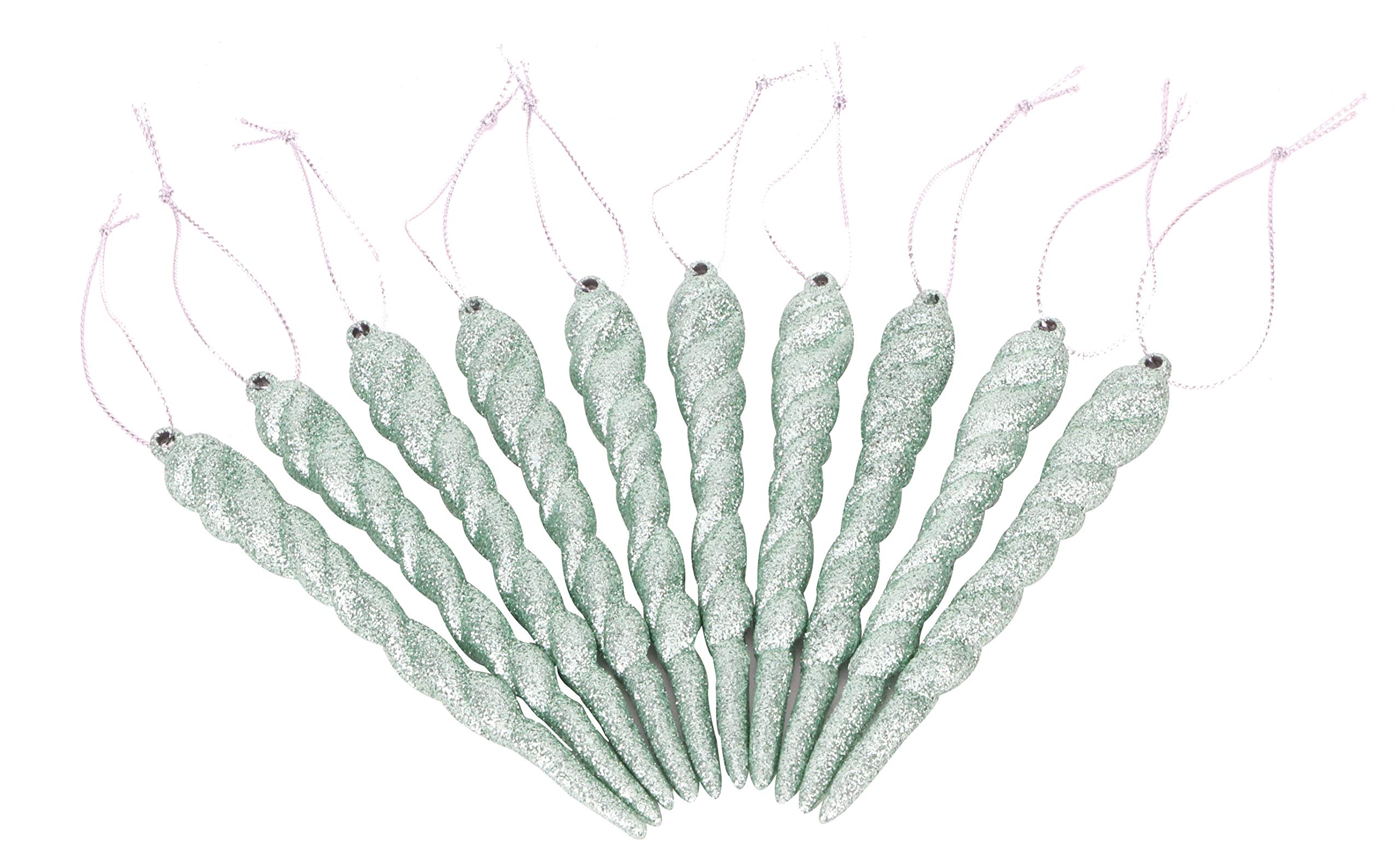 Christmas Concepts® 12cm Glitter Icicle Decorations - Luxury Christmas Tree Trims (Mint Green, Pack of 10)