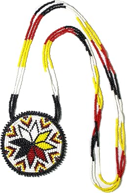 Handmade Native American Style Tribal ethnic Seed Bead Beaded Layered Medallion Necklace #1