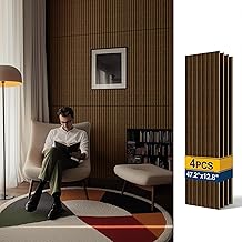 4PCS Acoustic Wood Slat Wall Panels, 47.2" x 12.8" Soundproof Panels for Walls, Sound Absorbing Panels for Interior Decor and Room Acoustic Treatment