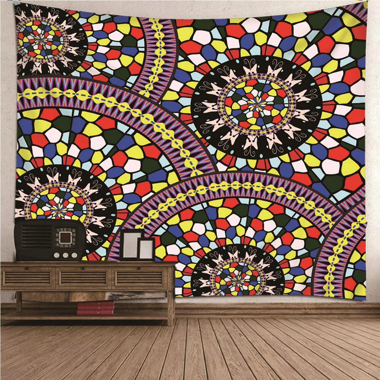 Ethereval Tapestry Wall For Men King Round Vintage Pattern Room Tapestries Trippy Multicolor Wall Hangings Fabric Decorations 350x250cm
