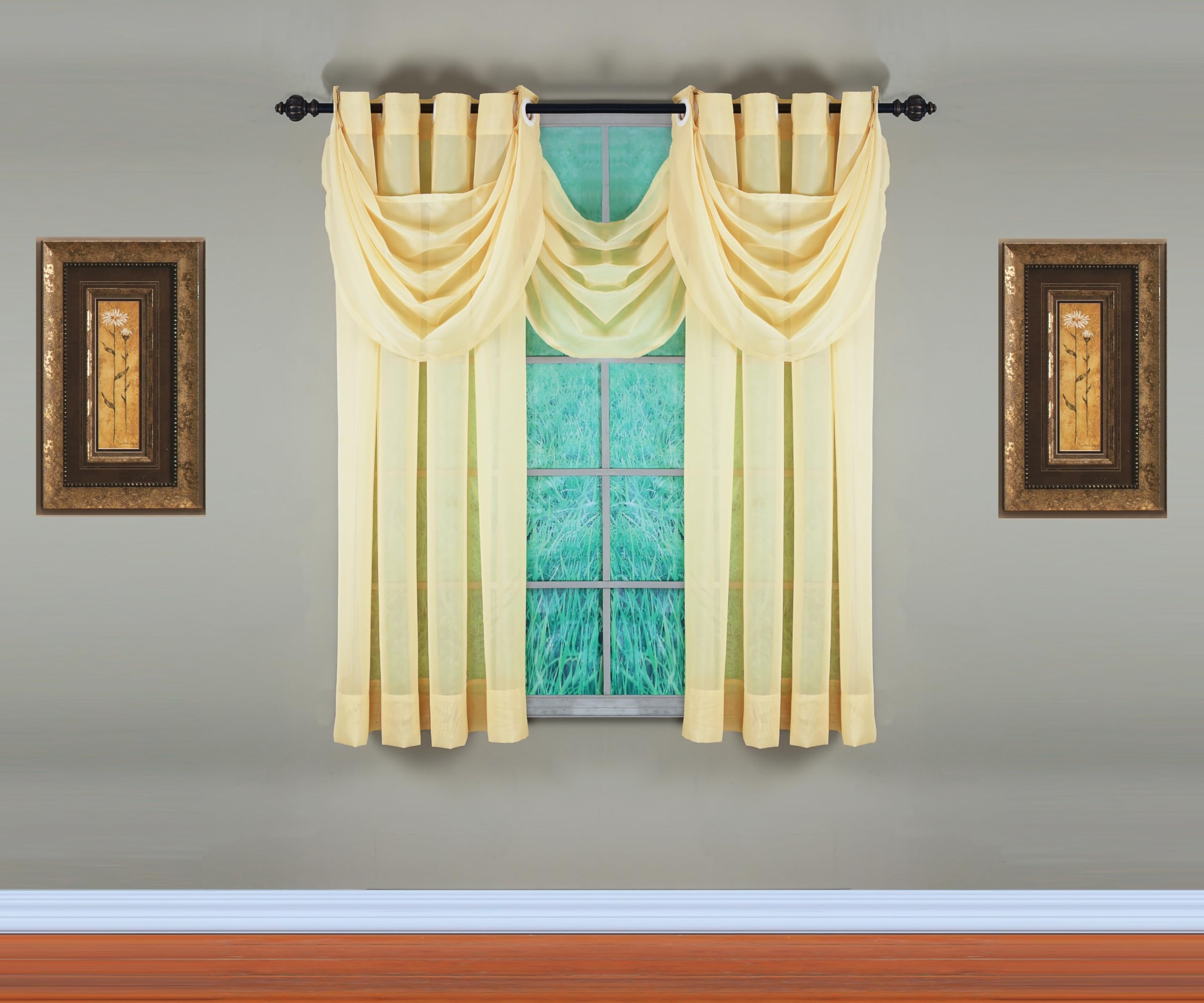 Today's Curtain, Emelia Grommet Sheer Panel 63" Gold, 59" W x 63" L