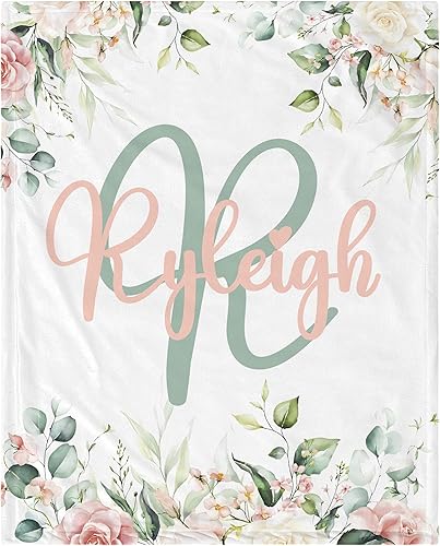 Mantas de bebé personalizadas para niñas, mantas personalizadas con nombre de bebé, manta floral personalizada con nombre, regalos de baby shower disponible en Yaxa Guatemala