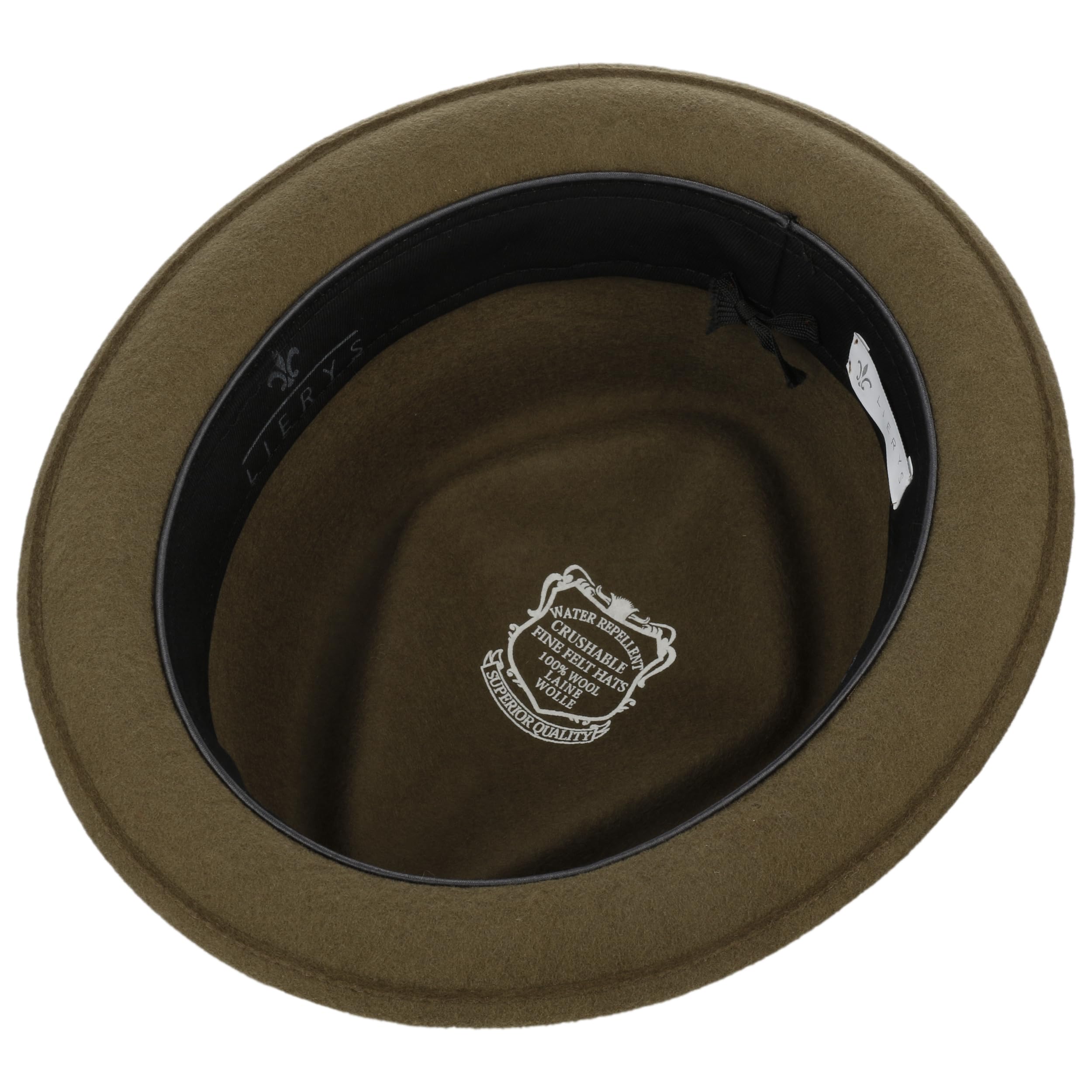 Lierys Chapeau Classic Porkpie Femme/Homme - Made in Italy en Feutre de Laine avec Ruban Gros Grain Hiver Automne Ete Printemps Printemps-ete