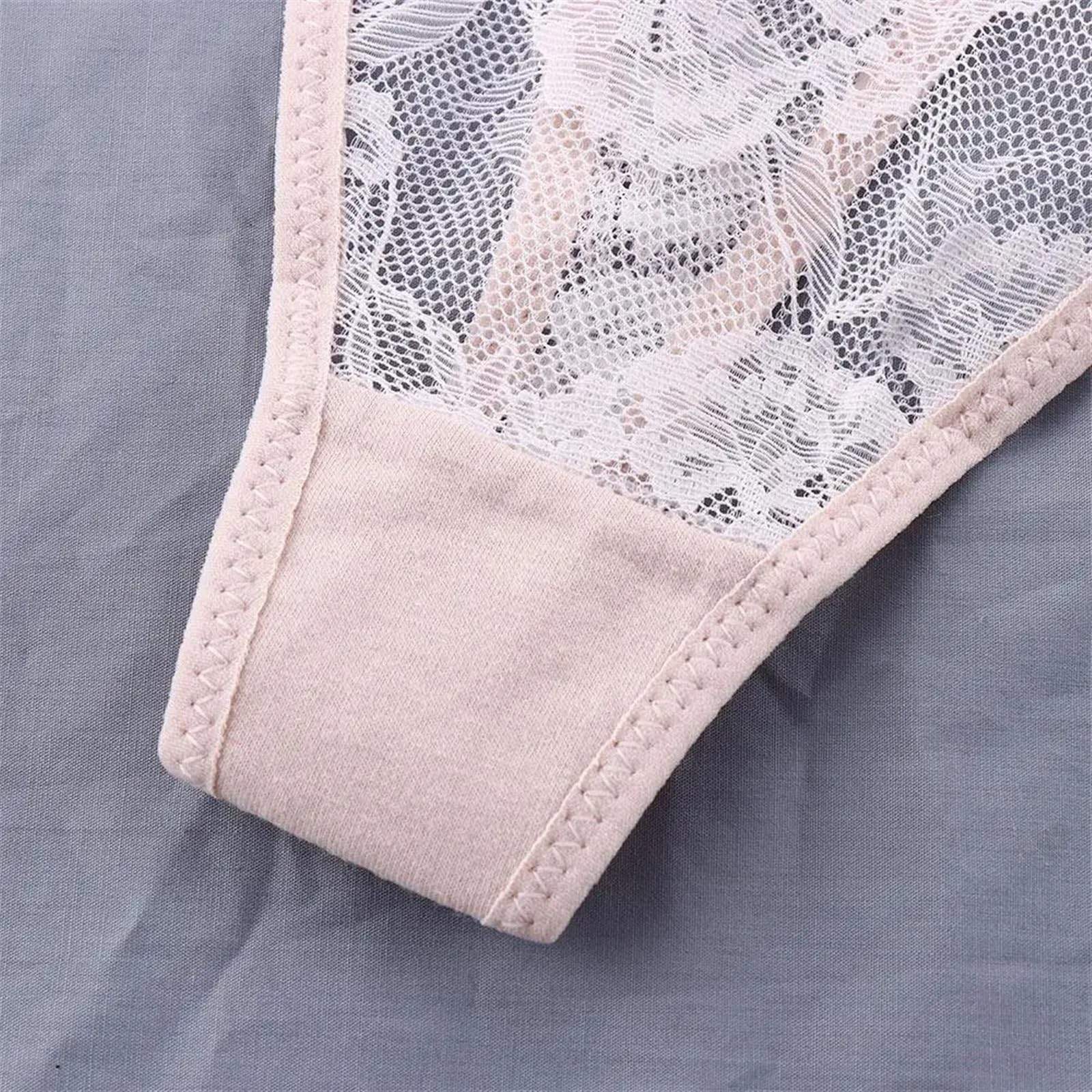 Mutande Bikini Slip 3 Pezzi Trasparenti Tentazione Sexy Mutande in Cotone Cavo Cavallo Basso Vita Fiore Perizoma Slip Femminili Mutandine Perizoma in Pizzo(Marrone)