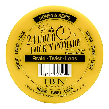 EBIN NEW YORK 24 HOUR LOCKN POMADE Braid Formula Honey & Bees 2.7oz | Ideal for Braiding, Twisting, Edges | Extreme Firm Hold, High Shine | No Residue, No Flaking, Honey Scent