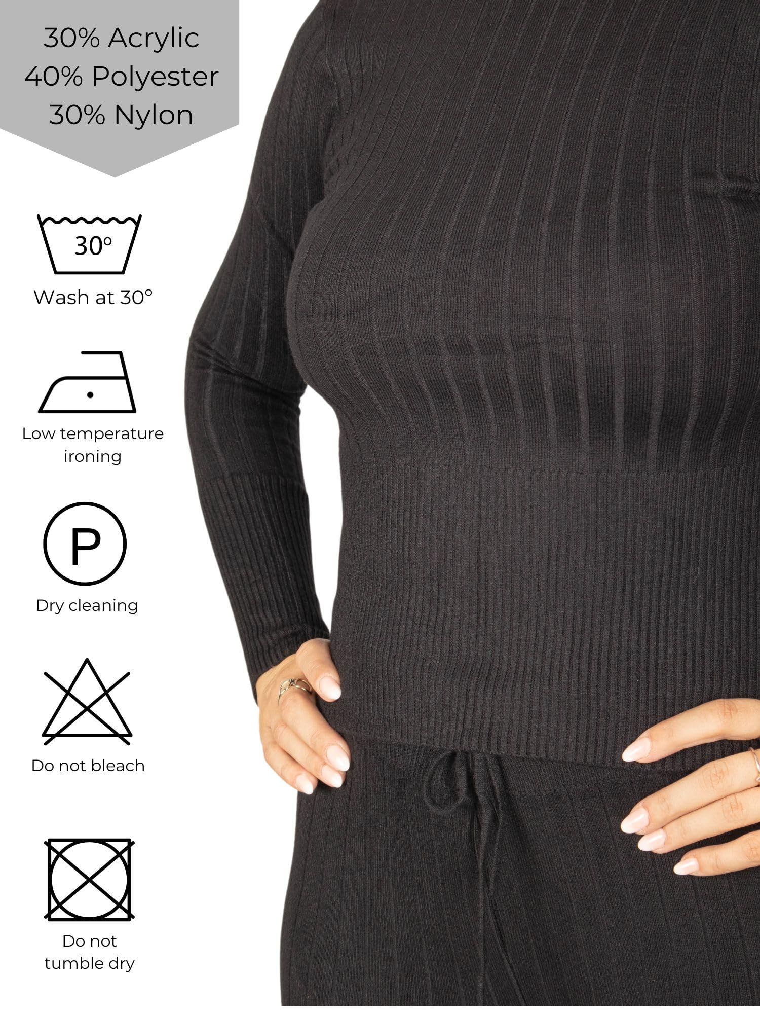 MAGIC SELECT Conjunto Punto Mujer 2 Piezas Conjunto de Jersey de Manga Larga con Pantalon Ajustable con Cordones. Set para Invierno, Otoño.