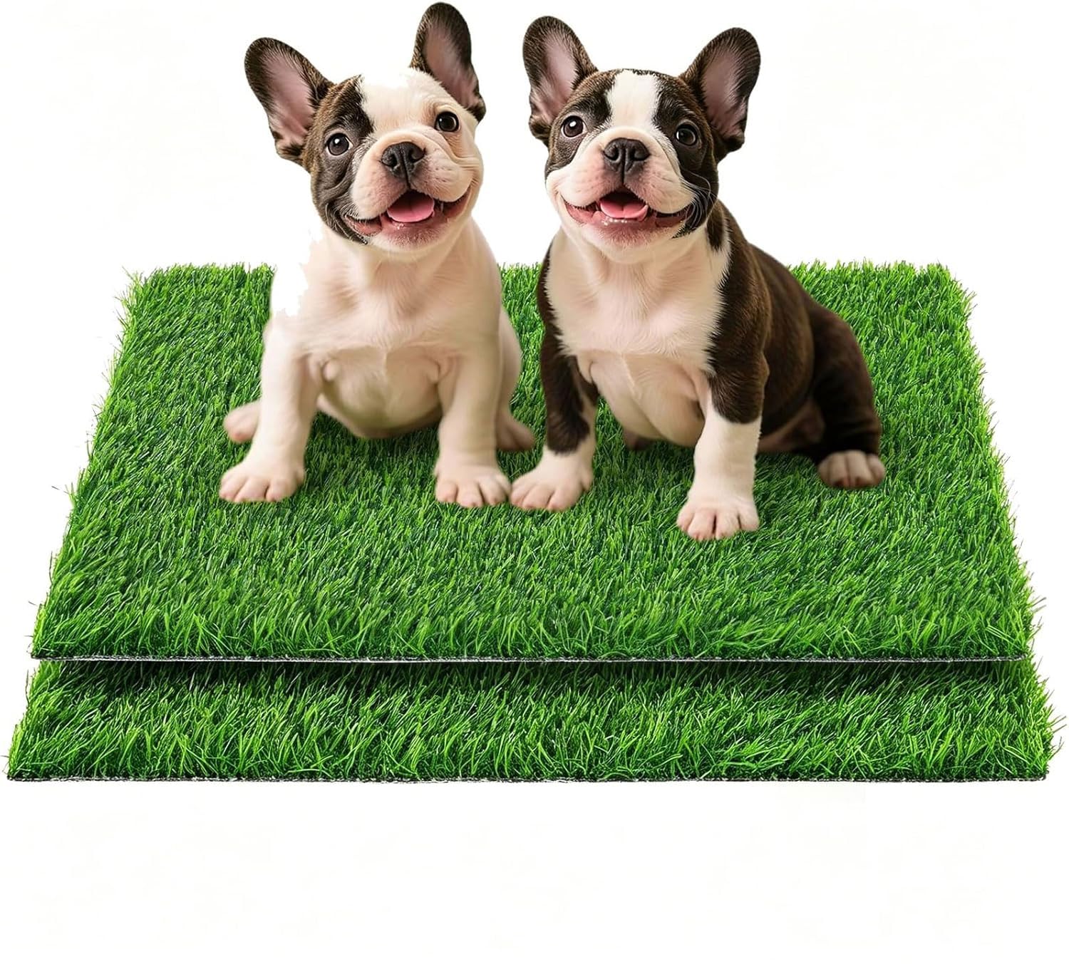 Houbobo Green 2Pcs Artificial Grass, Professional Dog Grass Mat, Reusable Puppy Pee Pads For Dogs, Easy To Clean Fake Grass For Dog Indoor Outdoor Use (46 X 58.5Cm)