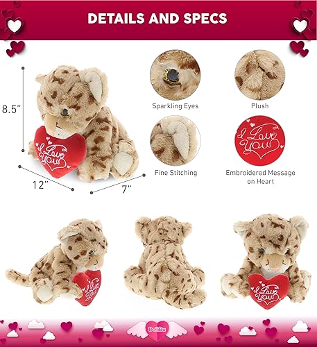 Miniatura 2 de DolliBu I Love You - Guepardo de peluche de San Valentín, lindo animal de peluche suave con corazón rojo, regalo para el día de San Valentín, regalo