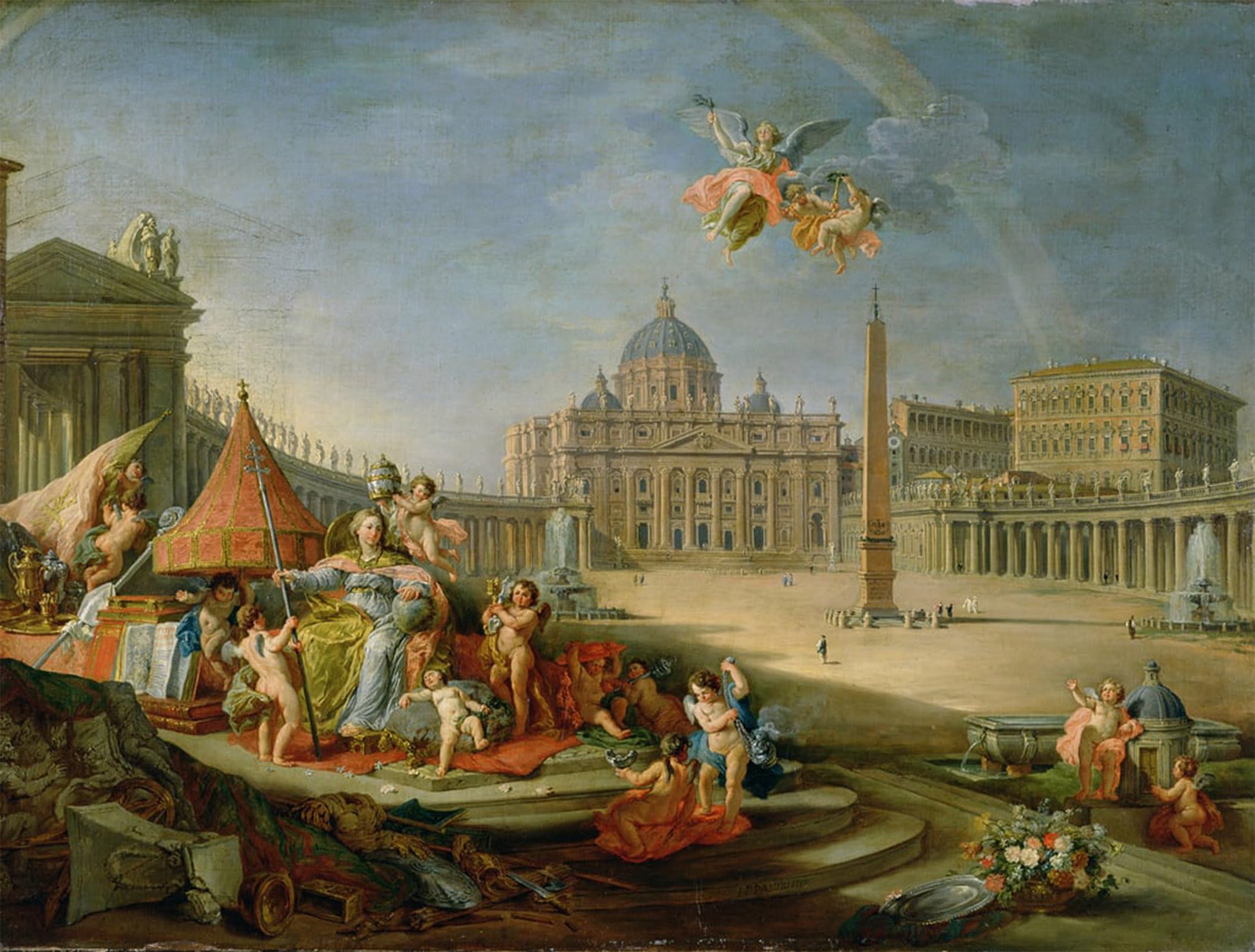 POSTERIIk Famous Animal Posters Vintage Picture Piazza San Pietro with an Allegory of the of the Papacy by Paolo Pannini Modern Wall Decor for Home Decor 60x90cm