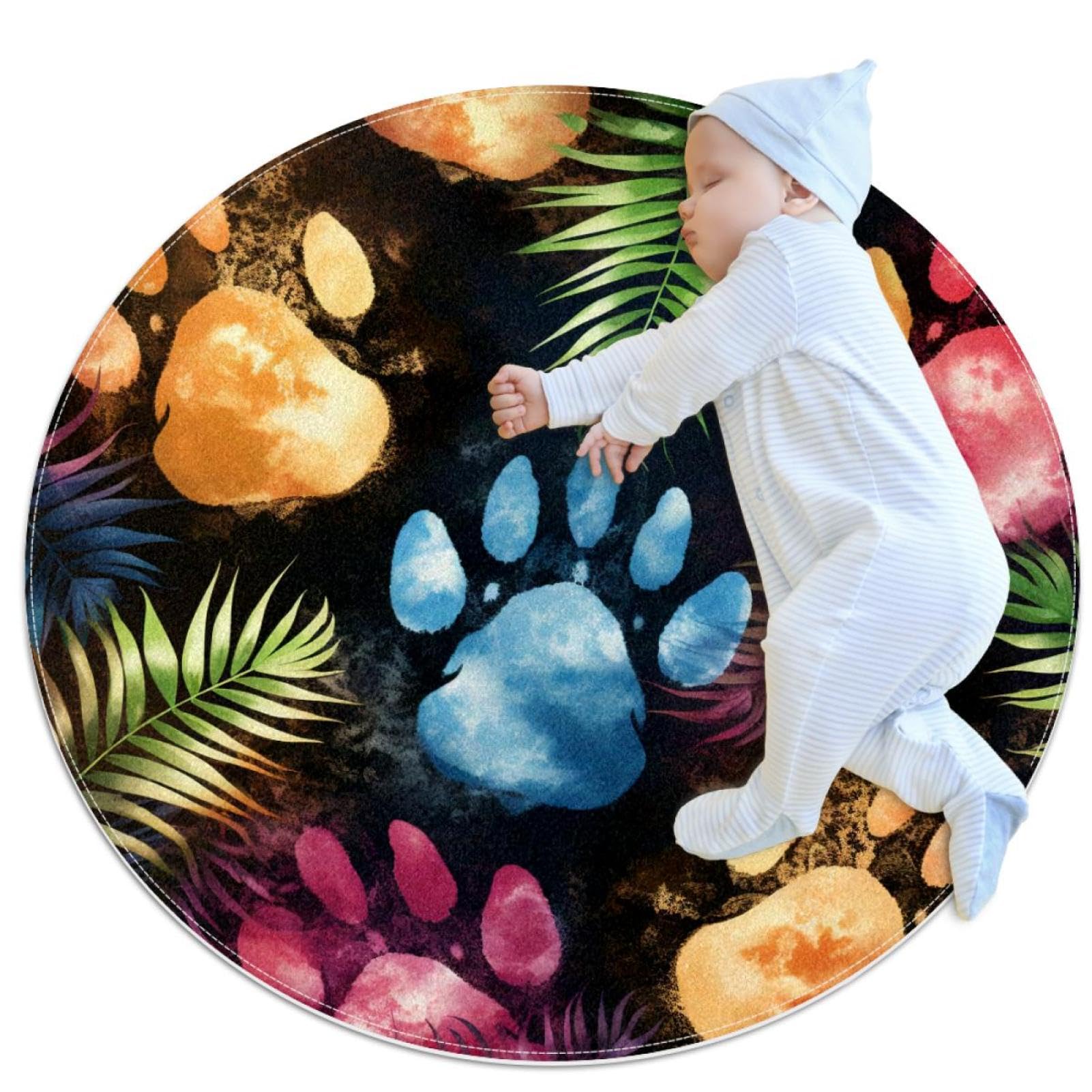 Tapis de salle de bain antidérapant et doux motif pattes pour chambre d'enfant