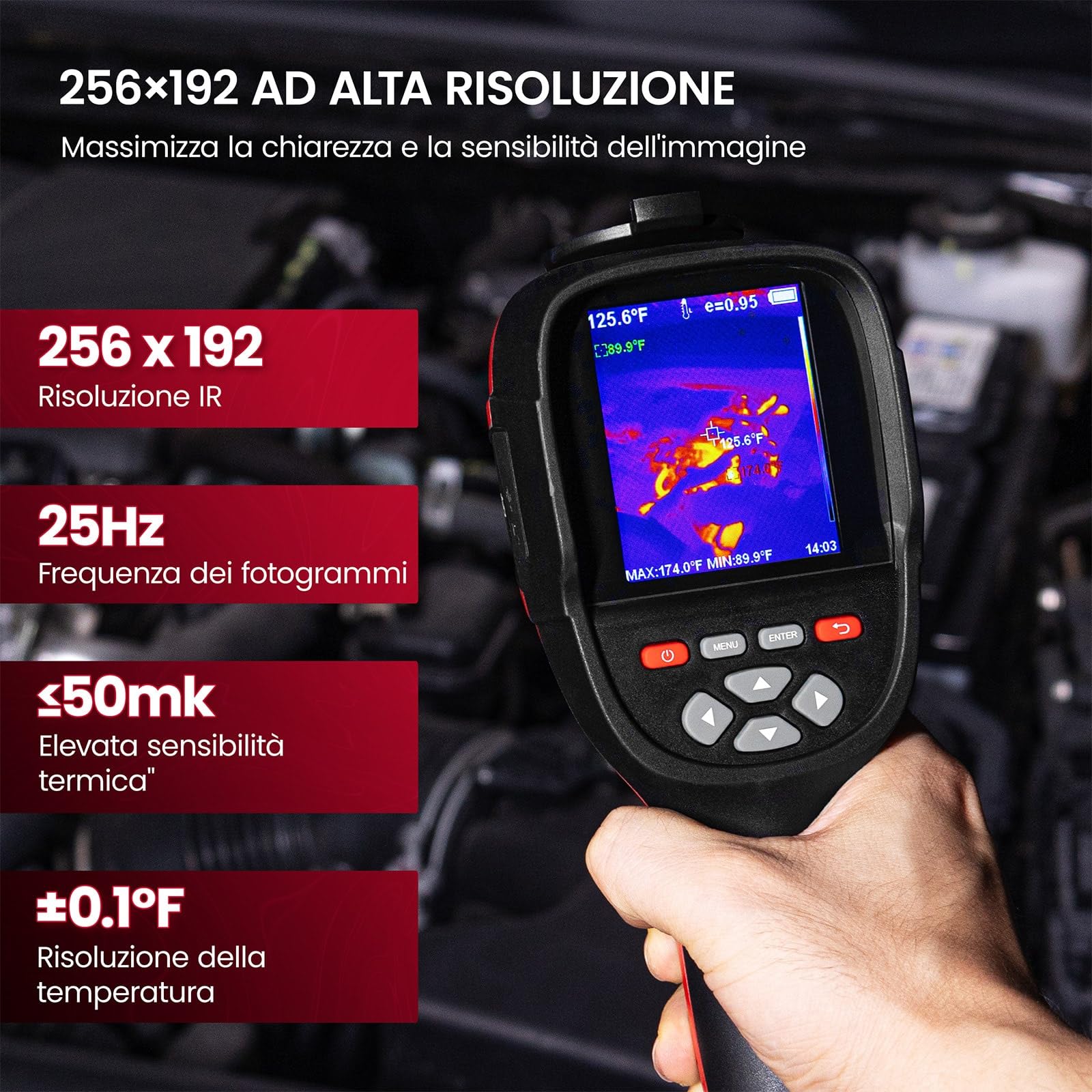 KAIWEETS Termocamera, 256 x 192 Pixel, Frequenza di Aggiornamento 25 Hz, Disponibile Nelle Modalità Infrarossi/Visibile Luce/Doppia Luce, Termocamera da -20℃ a +550℃ con Analisi PC/Registrazione Video