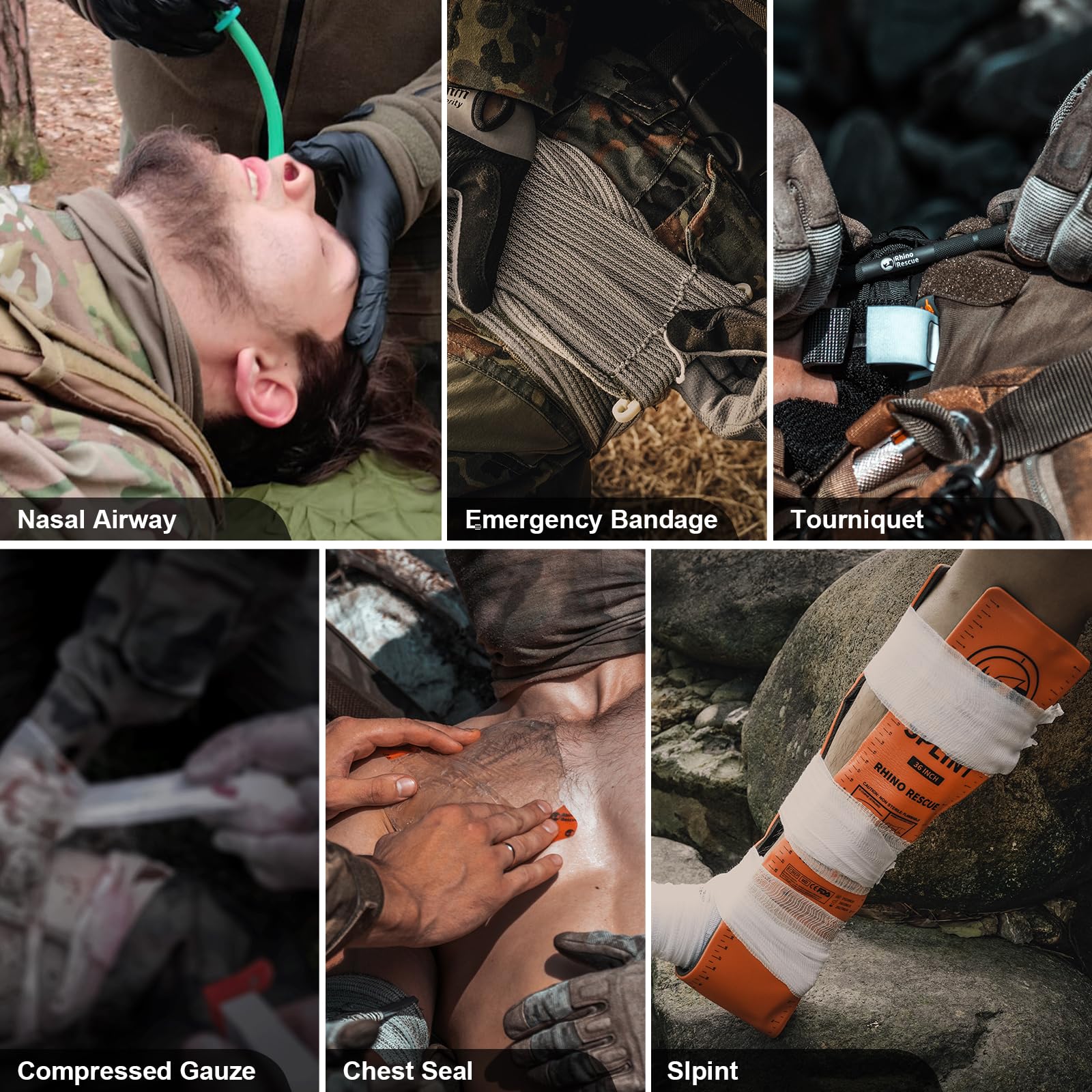 Rhino Rescue Ifak Kit De Premiers Secours, Fournitures D'Urgence Avec Gaze Et Bandage Pour La Chasse, Le Camping, Les Voyages (Khaki Pro)