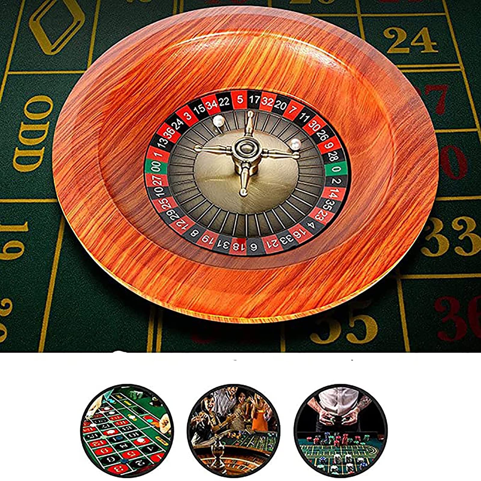 Roulette-Tisch Roulette-Rad-Set Holz-Plattenspieler Roulette-Rad-Set Spaß Freizeit Unterhaltung Tischspiele Für Erwachsene Kinderverlosung Plattenspieler,Braun