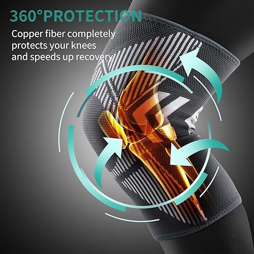 Miniatura 5 de Achiou Rodillera para aliviar el dolor de rodilla, paquete de 2 rodilleras para desgarro de menisco, mangas de compresión de rodilla para hombres y